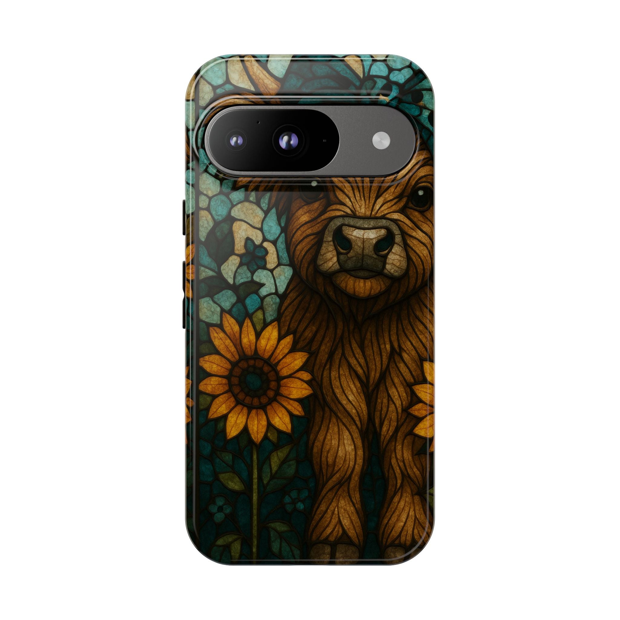 Stained Glass Baby Cow Phone Case – Sunflower Farmhouse Animal Design