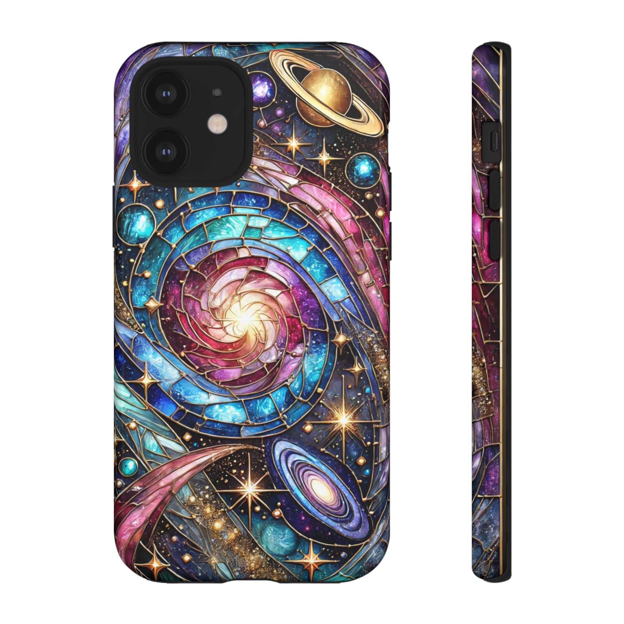 Galaxy Swirl Stained Glass Phone Case – Cosmic Celestial Cover