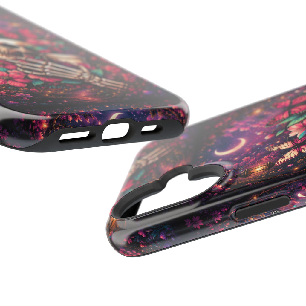 Skull & Butterflies Phone Case – Gothic Floral MagSafe-Compatible Case
