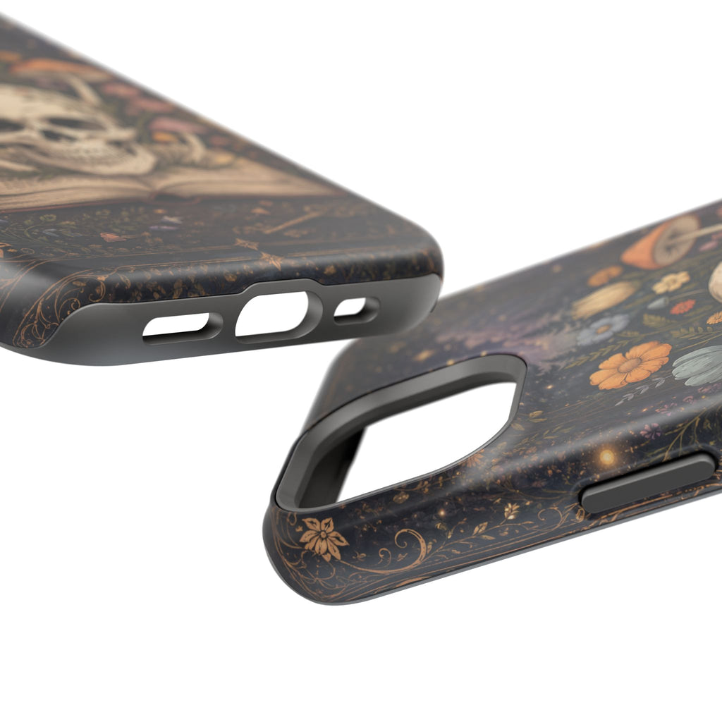 Skull & Mushroom Phone Case – Gothic MagSafe-Compatible Impact-Resistant Case