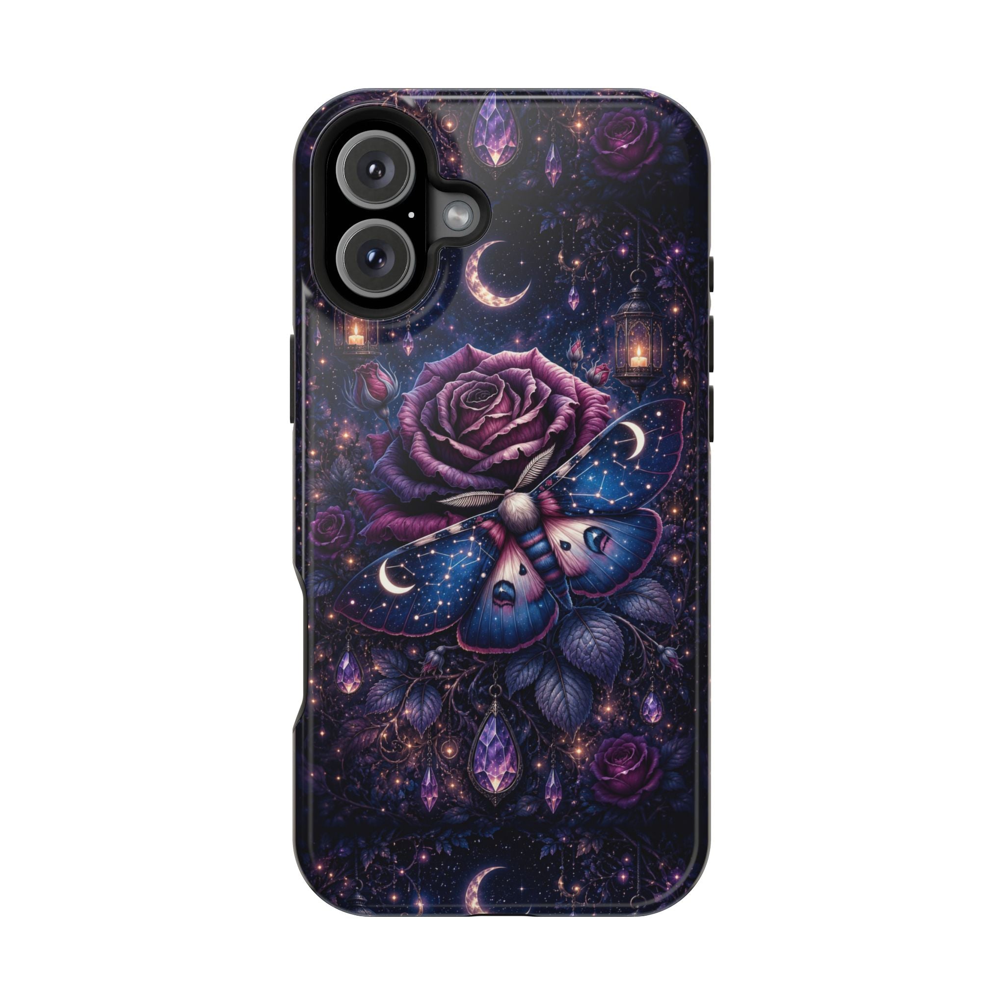 Mystical Rose & Moth Phone Case – Floral MagSafe-Compatible Cover