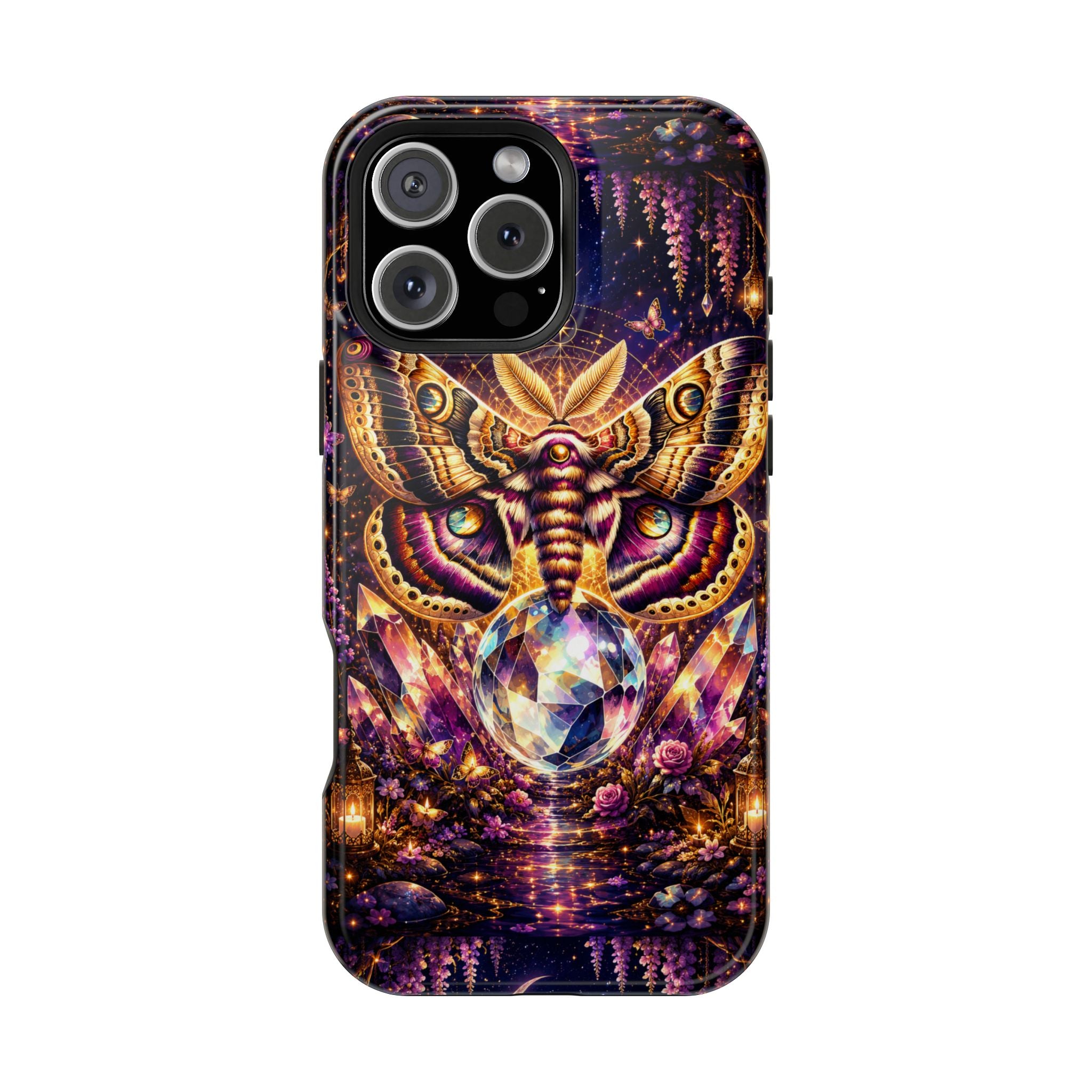 Mystic Moth Crystal Phone Case – Jewel-Toned MagSafe-Compatible Cover