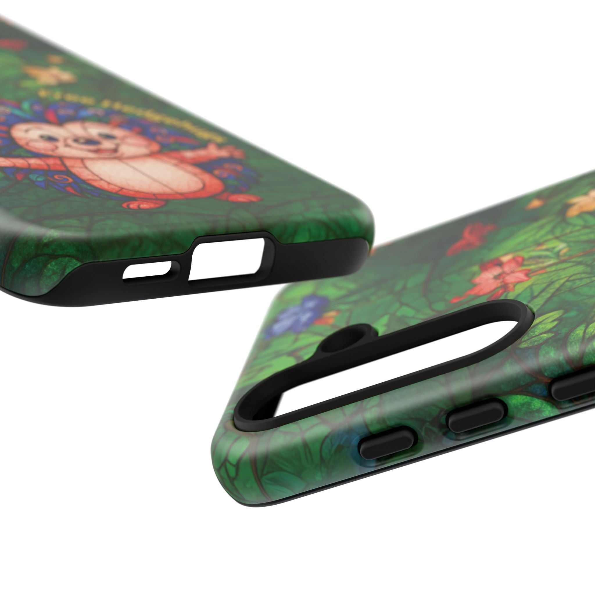 Stained Glass Hedgehog Phone Case – "Free Hedgehugs" Floral Design