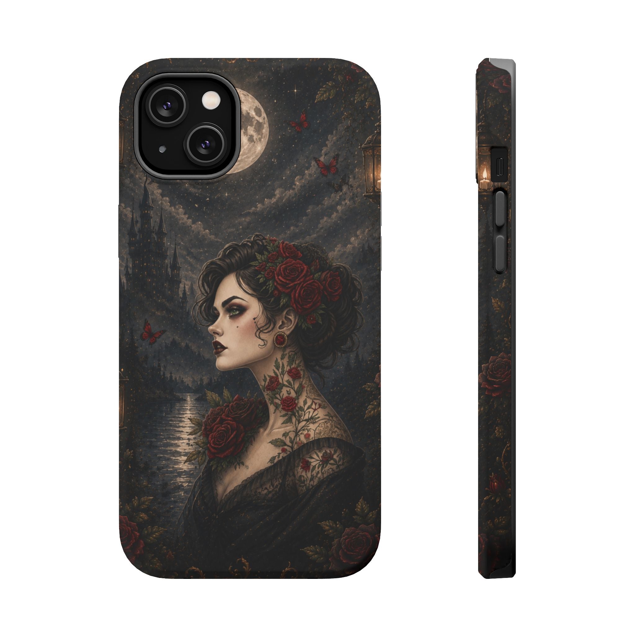 Gothic Rose Portrait Phone Case – Dark Romance MagSafe-Compatible Cover