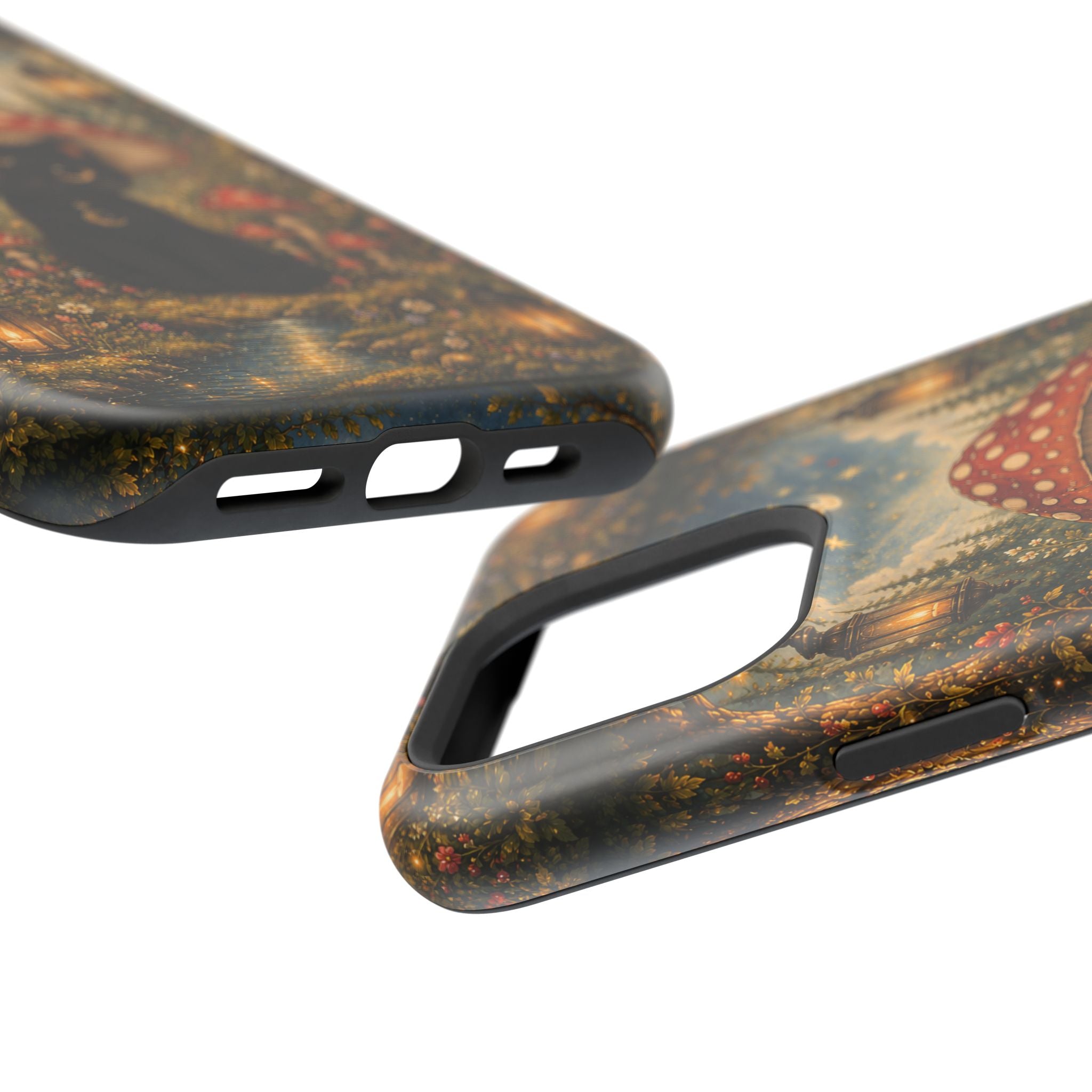 Black Cat & Mushroom Phone Case – Magical MagSafe-Compatible Cover