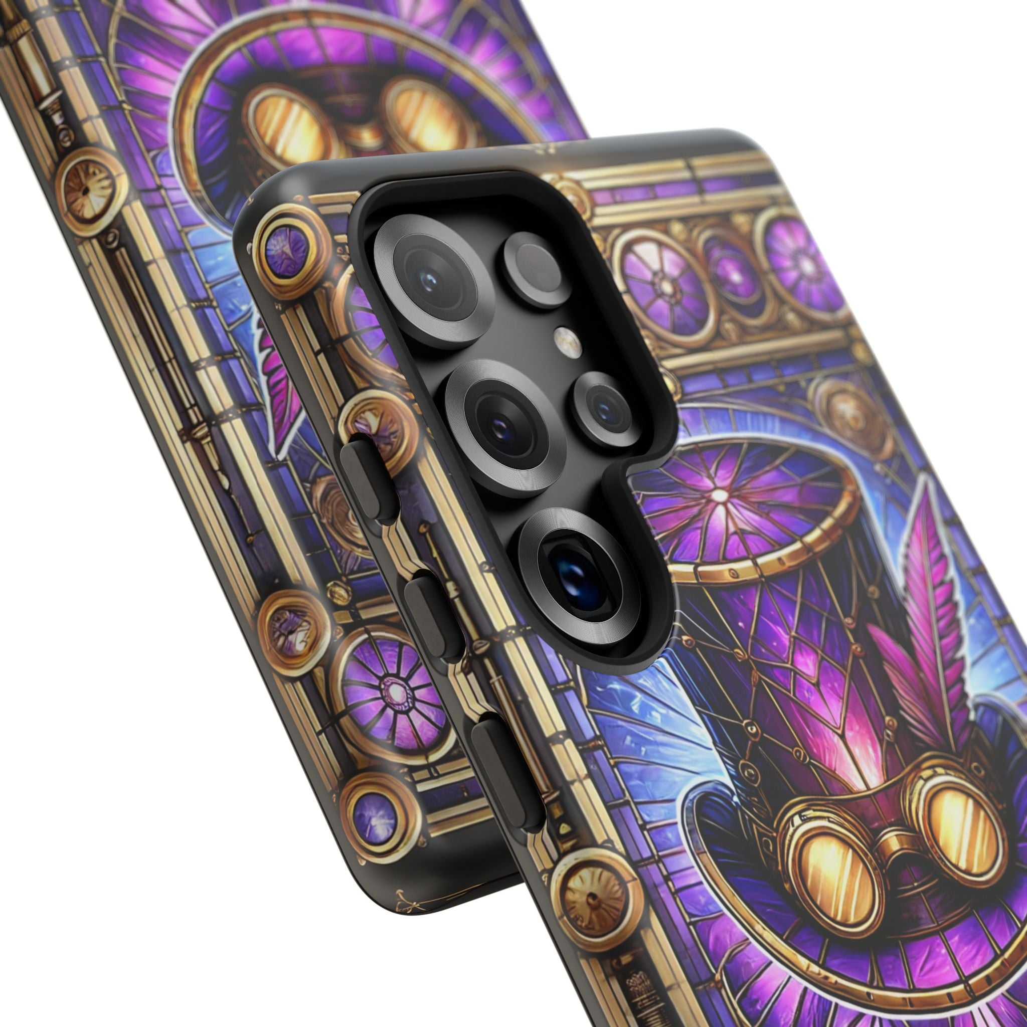 Stained Glass Steampunk Android Phone Case – 3D Full-Wrap Protective Cover with TPU Liner