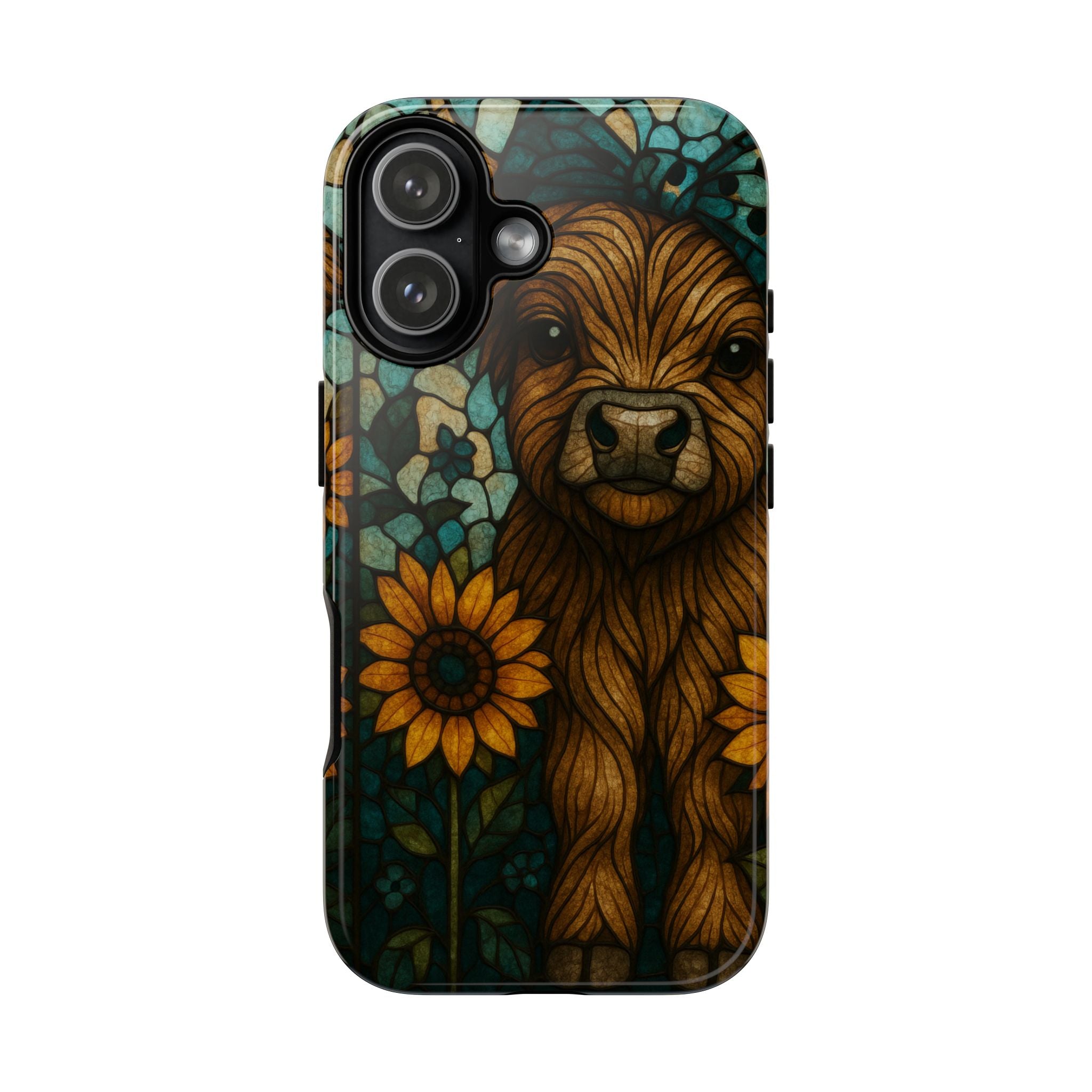 Stained Glass Baby Cow Phone Case – Sunflower Farmhouse Animal Design