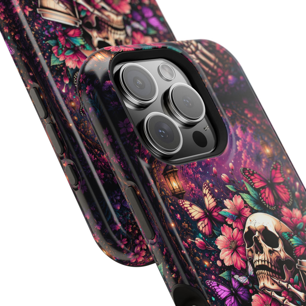 Skull & Butterflies Phone Case – Gothic Floral MagSafe-Compatible Case