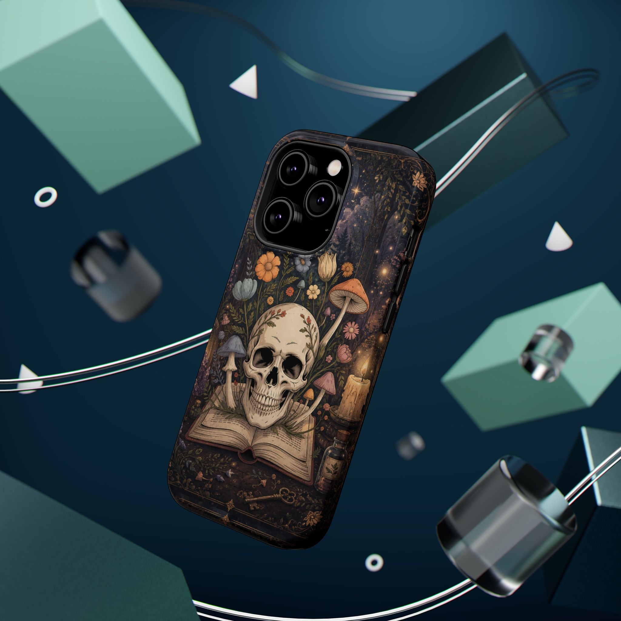 Skull & Mushroom Phone Case – Gothic MagSafe-Compatible Impact-Resistant Case