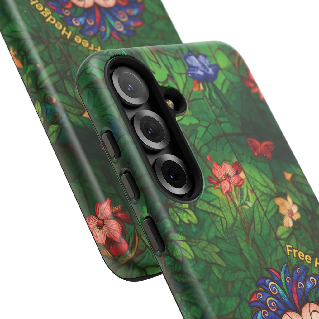 Stained Glass Hedgehog Phone Case – "Free Hedgehugs" Floral Design