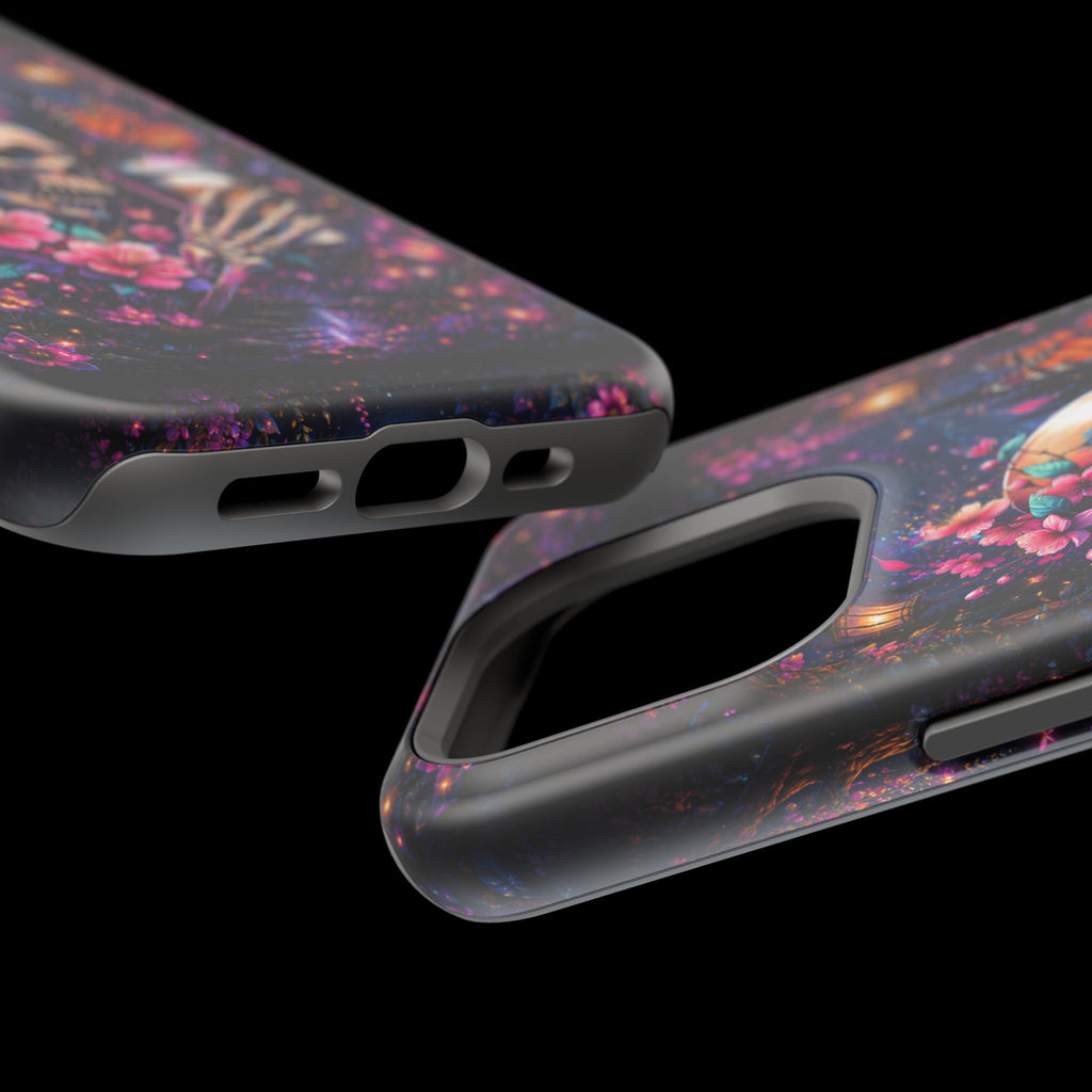 Skull & Cherry Blossom Phone Case – Floral Gothic MagSafe Cover