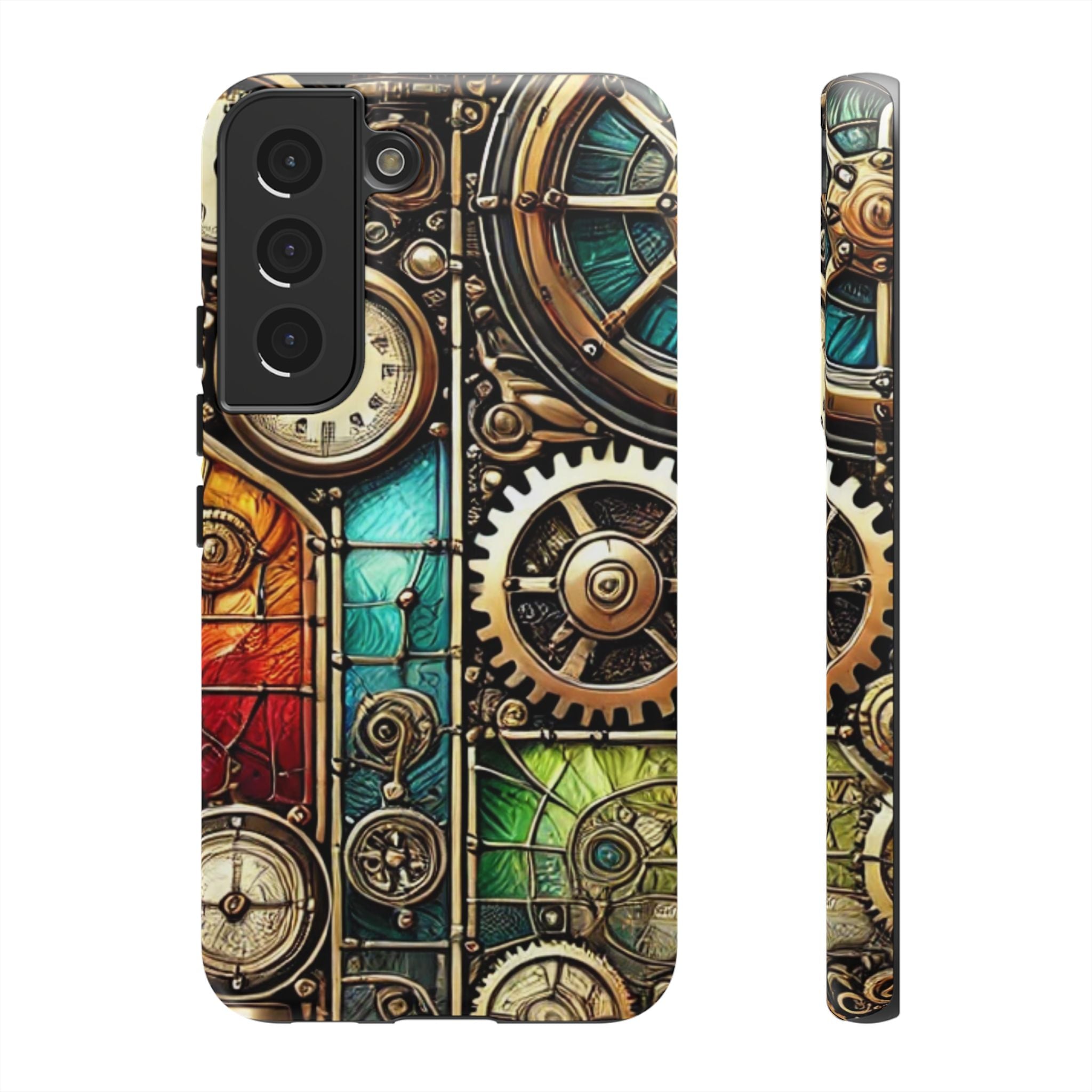 Steampunk Meets Stained Glass Android Case, Artistic Gear Design