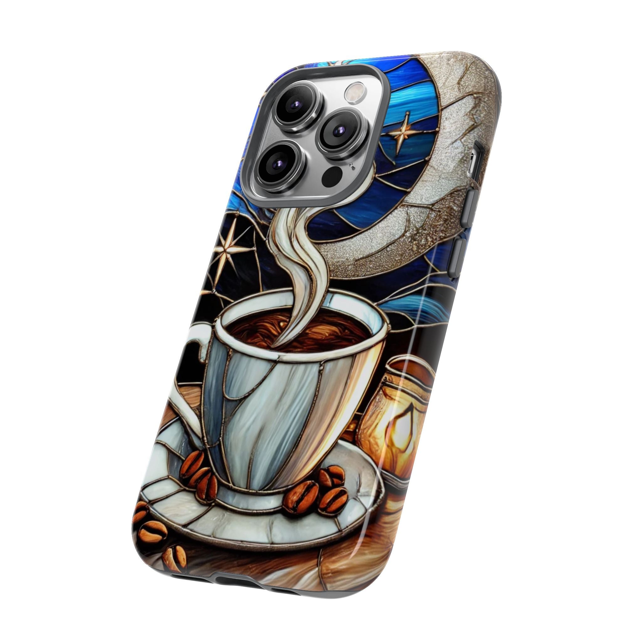 Stained Glass Coffee Phone Case – Cozy Artistic Design for Coffee Lovers