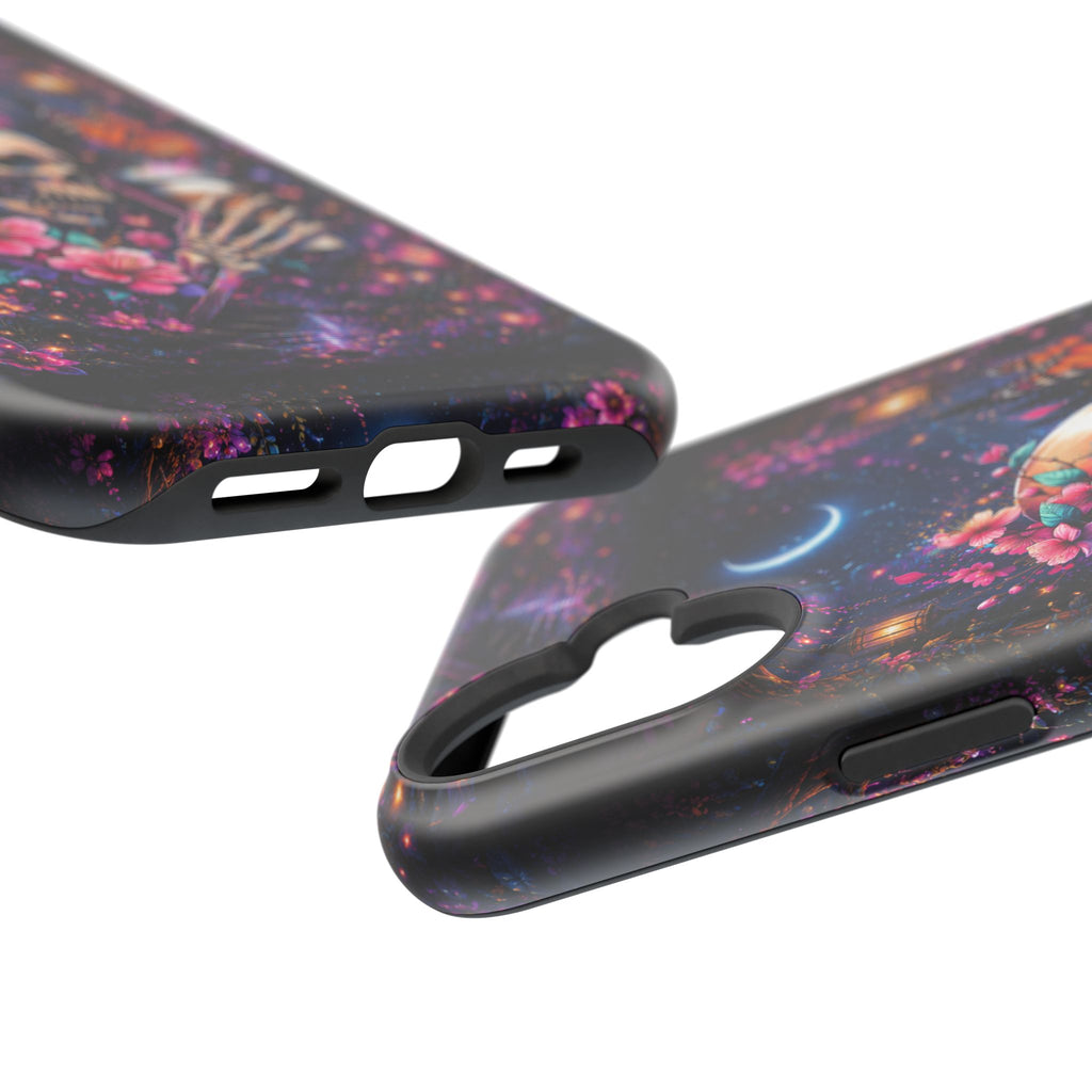 Skull & Cherry Blossom Phone Case – Floral Gothic MagSafe Cover