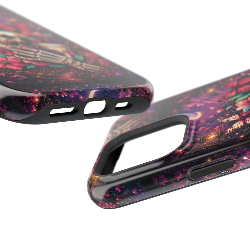 Skull & Butterflies Phone Case – Gothic Floral MagSafe-Compatible Case