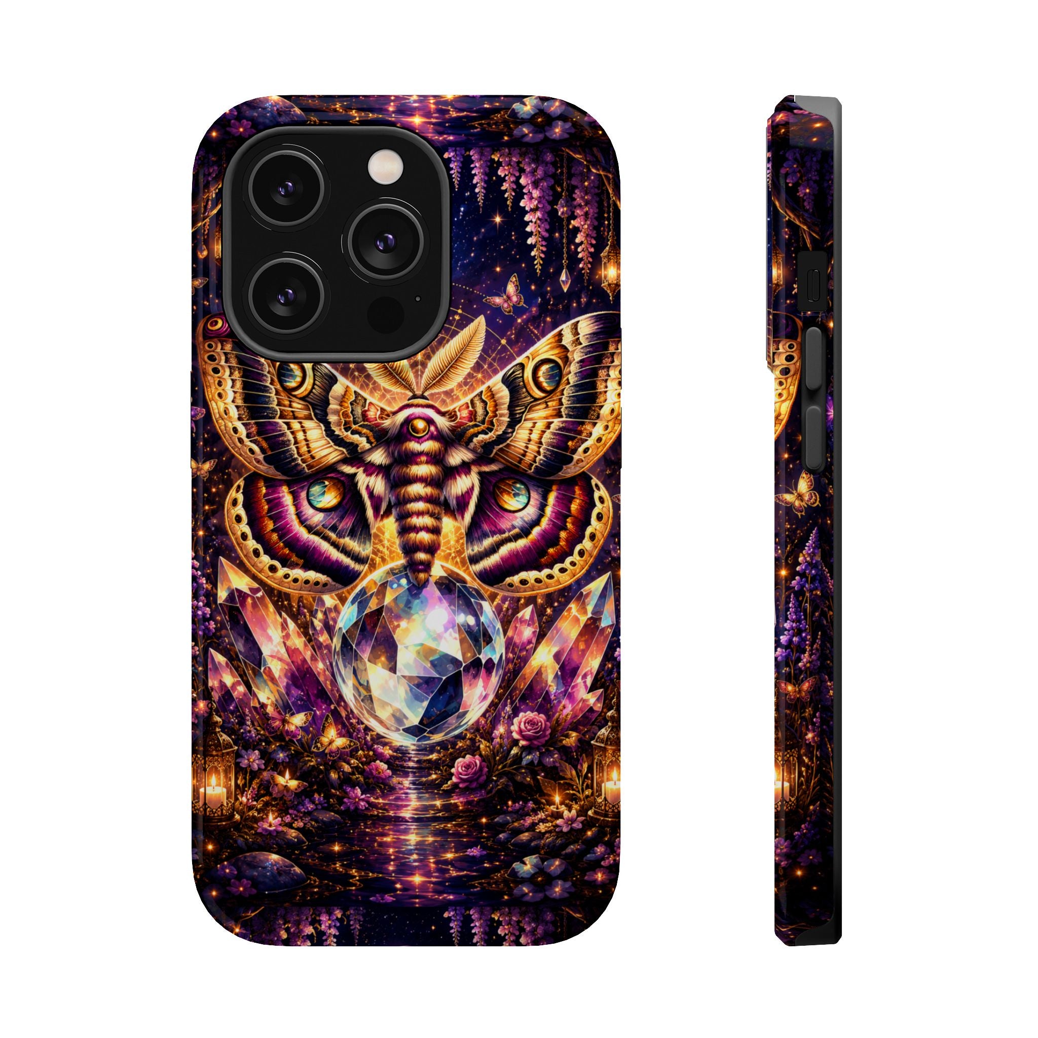 Mystic Moth Crystal Phone Case – Jewel-Toned MagSafe-Compatible Cover