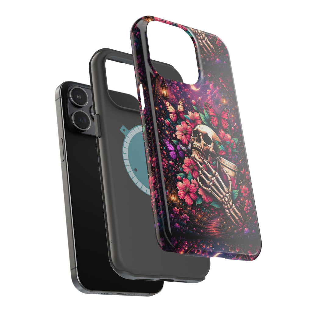 Skull & Butterflies Phone Case – Gothic Floral MagSafe-Compatible Case