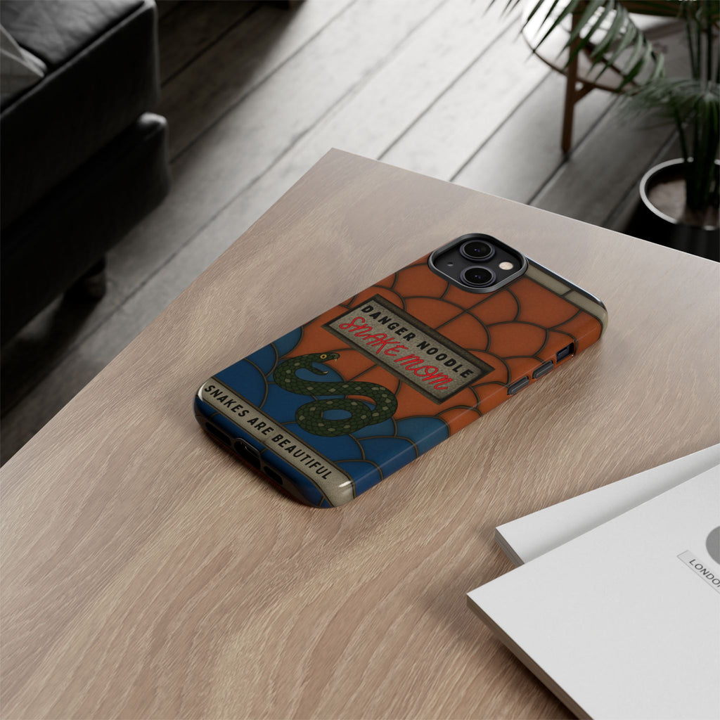 Danger Noodle Snake Mom Phone Case | Snakes Are Beautiful |Stained Glass Snake Art | Funny Snake Lover Gift |  Reptile Mom Phone Cover