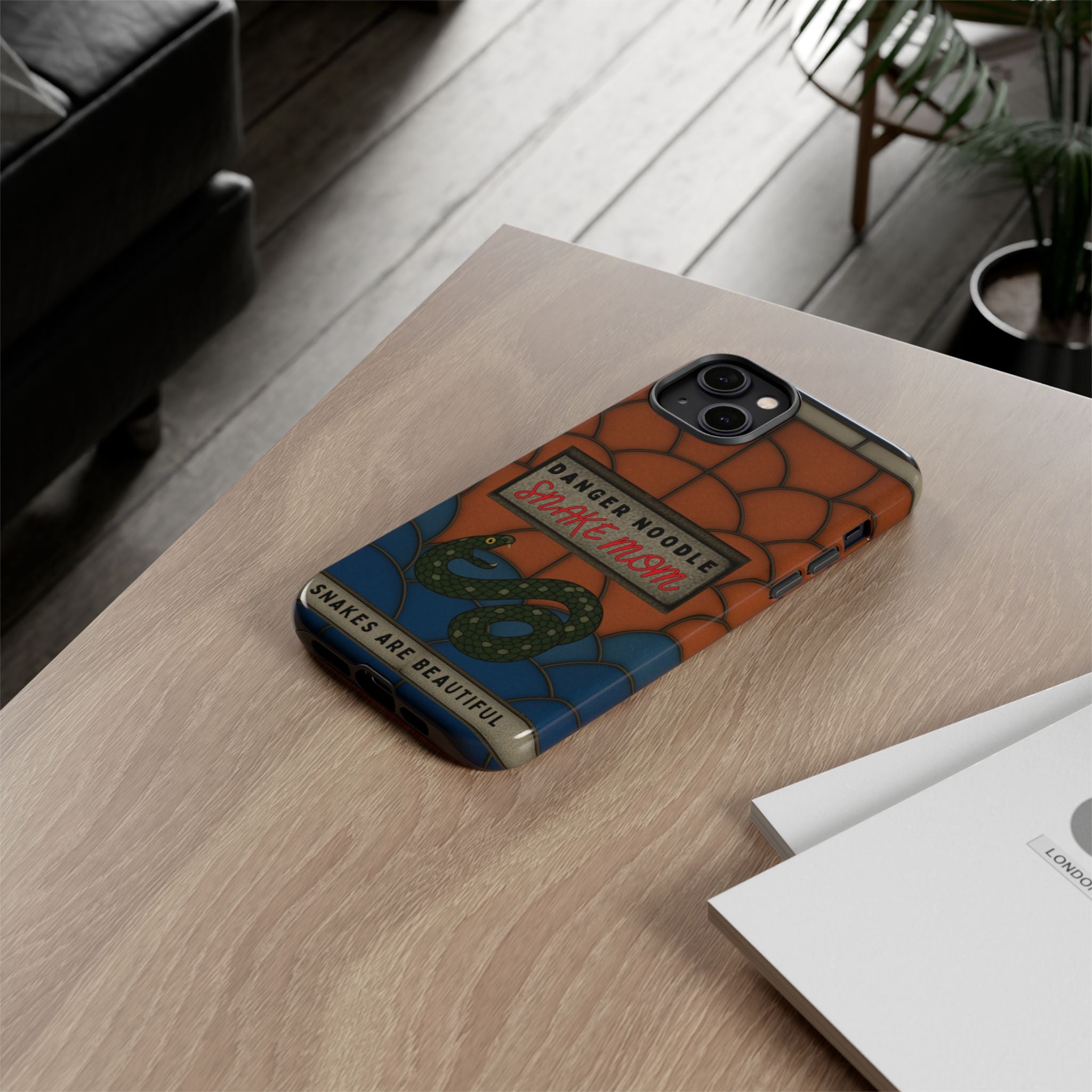 Danger Noodle Snake Mom Phone Case | Snakes Are Beautiful |Stained Glass Snake Art | Funny Snake Lover Gift |  Reptile Mom Phone Cover