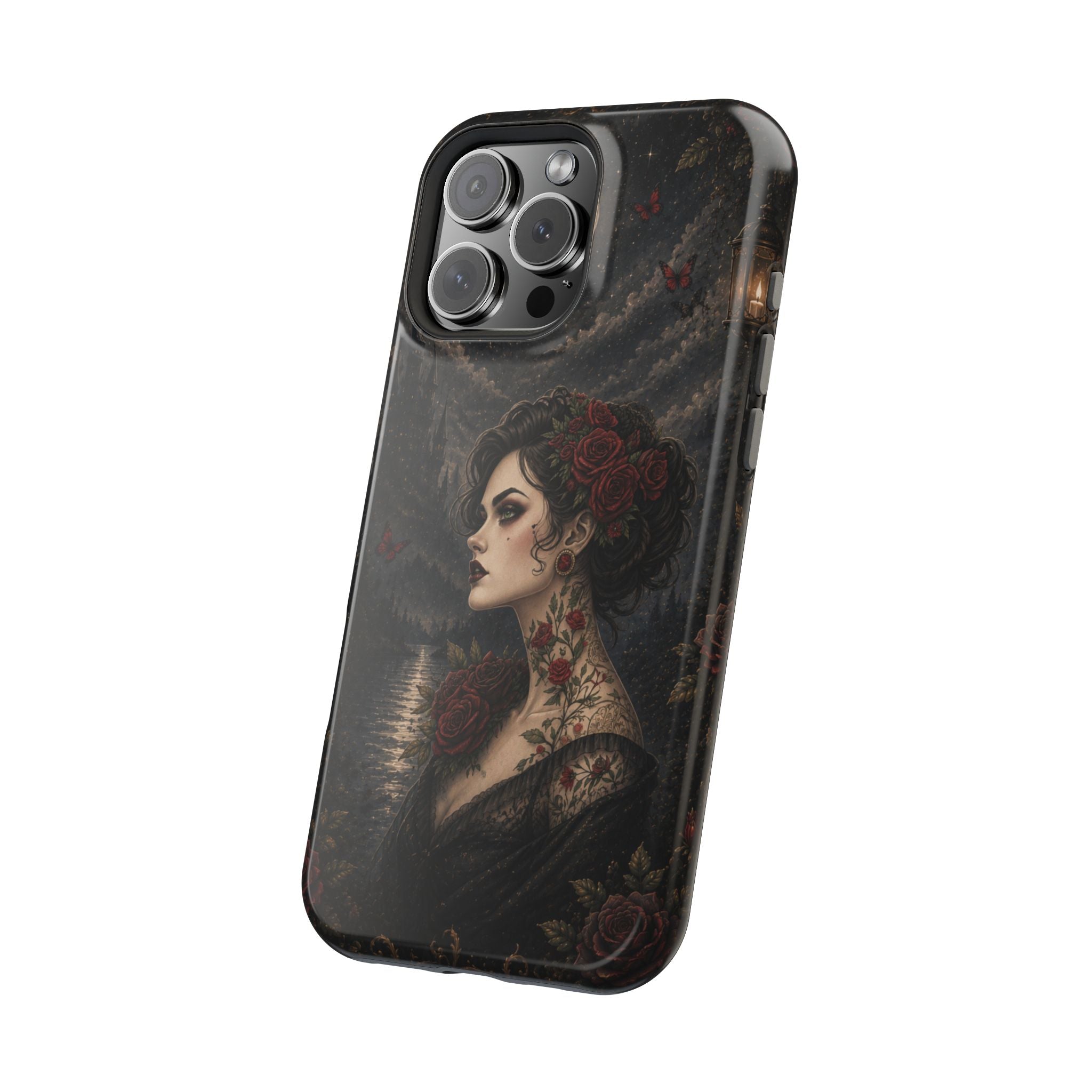 Gothic Rose Portrait Phone Case – Dark Romance MagSafe-Compatible Cover