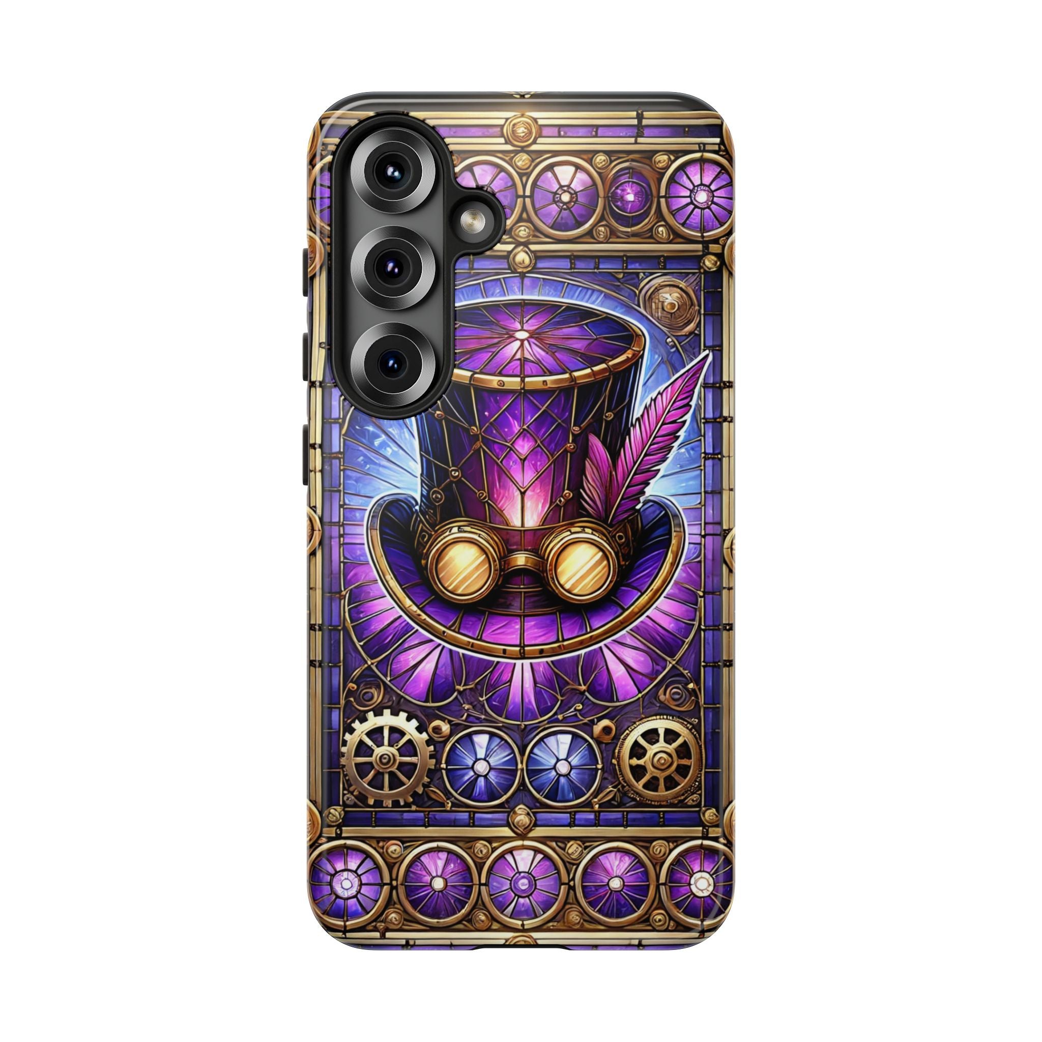 Stained Glass Steampunk Android Phone Case – 3D Full-Wrap Protective Cover with TPU Liner