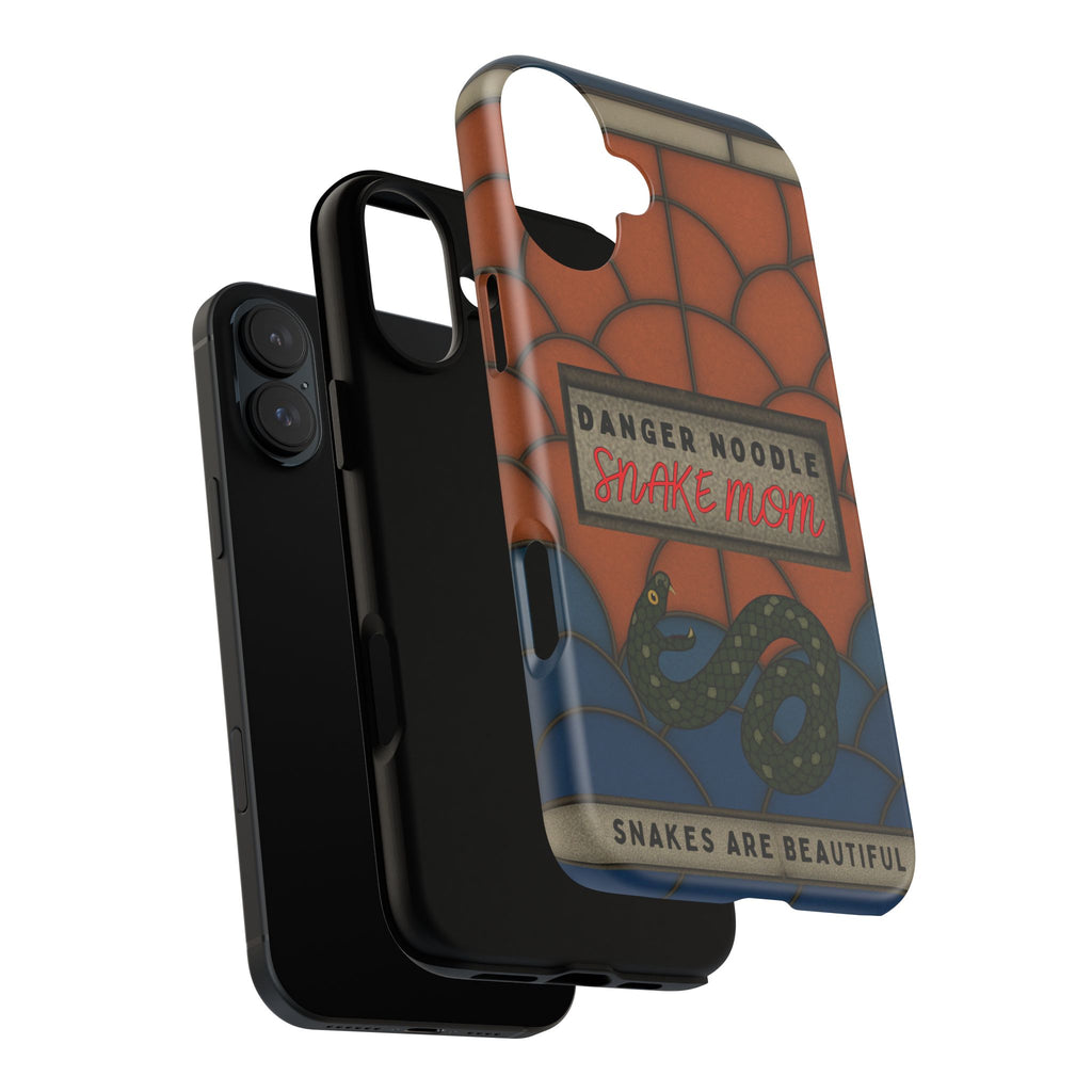 Danger Noodle Snake Mom Phone Case | Snakes Are Beautiful |Stained Glass Snake Art | Funny Snake Lover Gift |  Reptile Mom Phone Cover