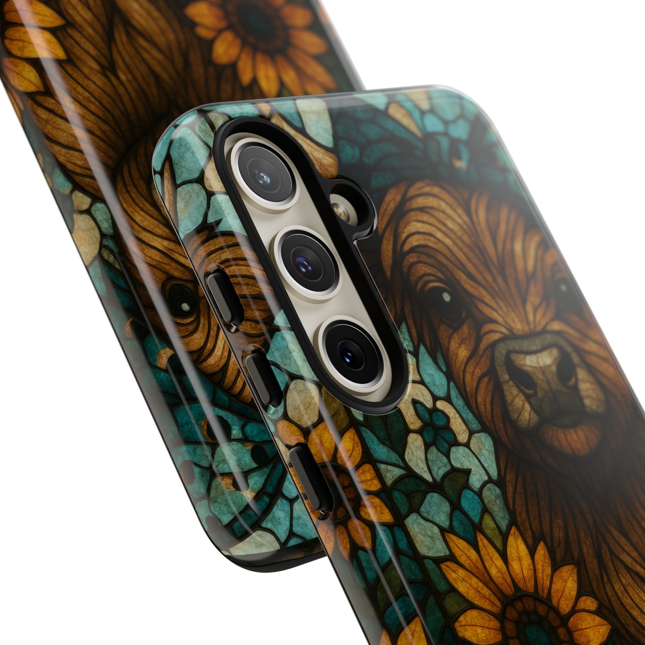 Stained Glass Baby Cow Phone Case – Sunflower Farmhouse Animal Design