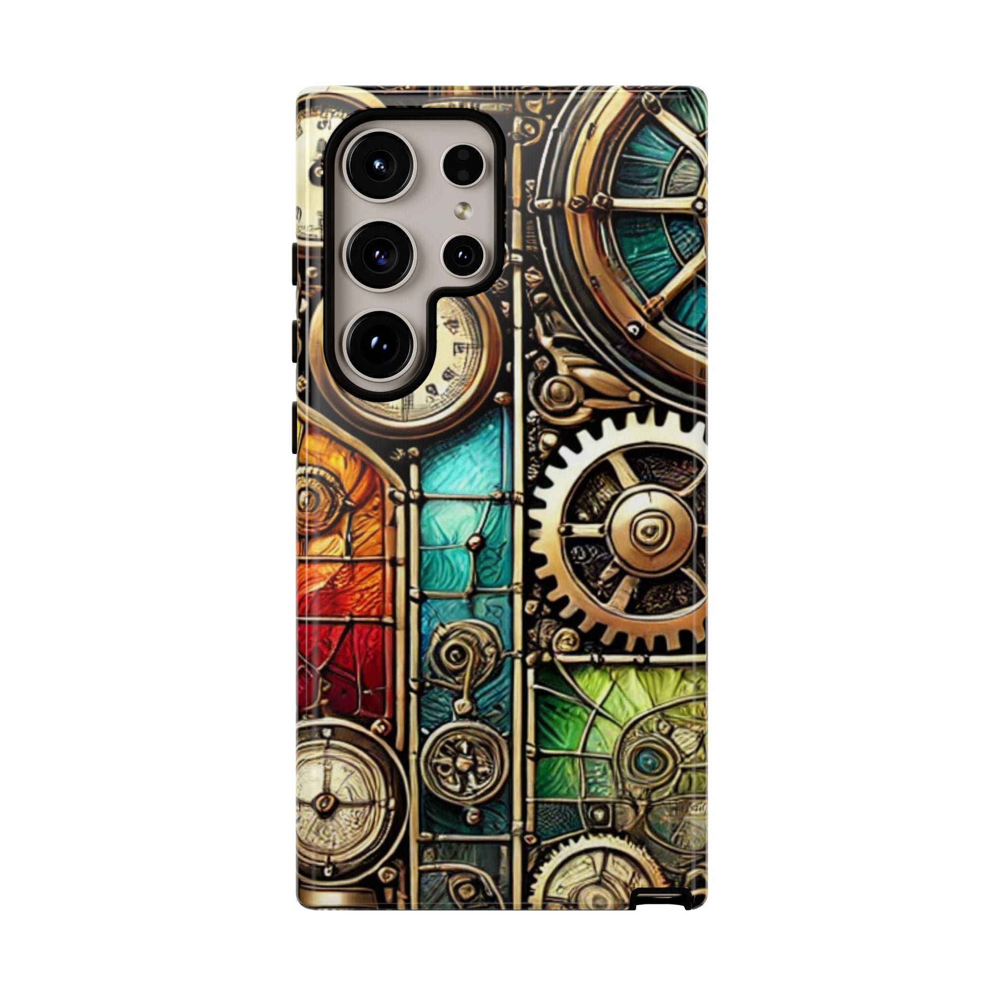 Steampunk Meets Stained Glass Android Case, Artistic Gear Design