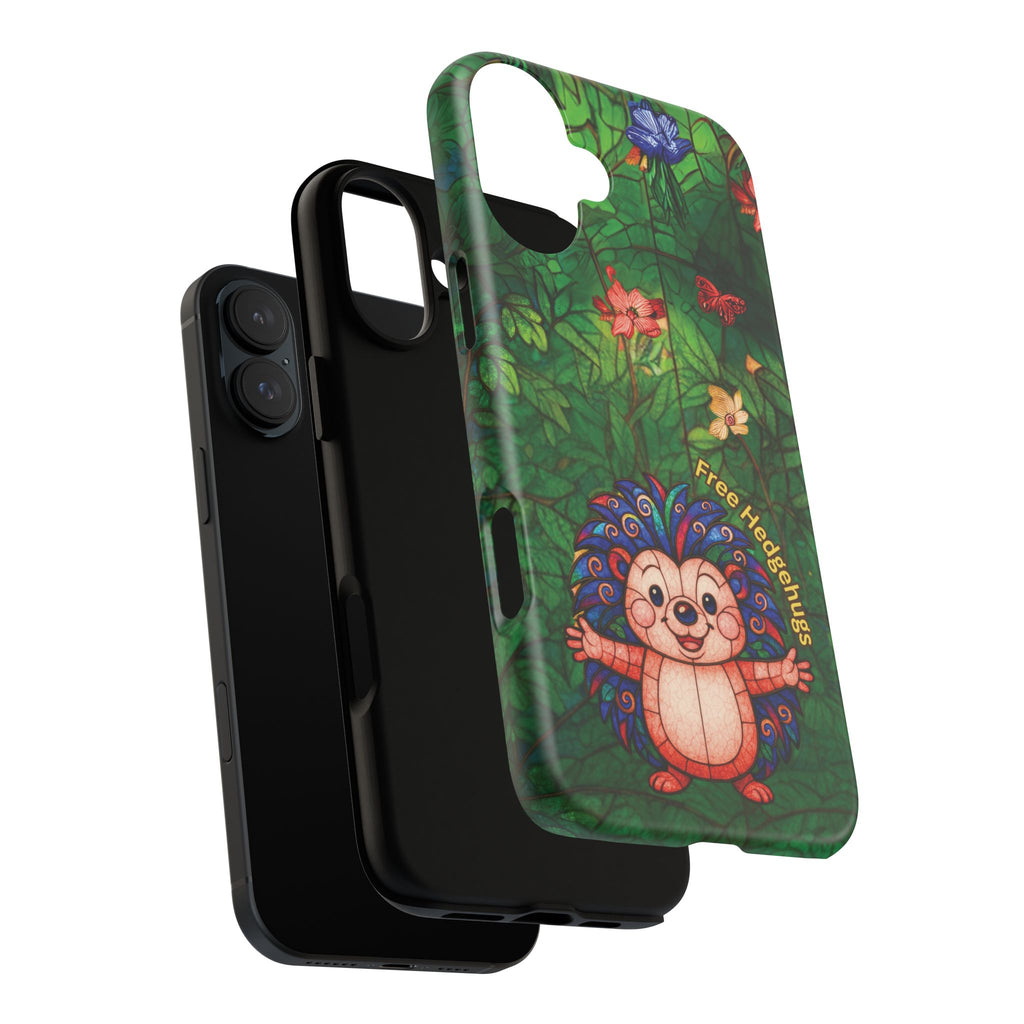 Stained Glass Hedgehog Phone Case – "Free Hedgehugs" Floral Design