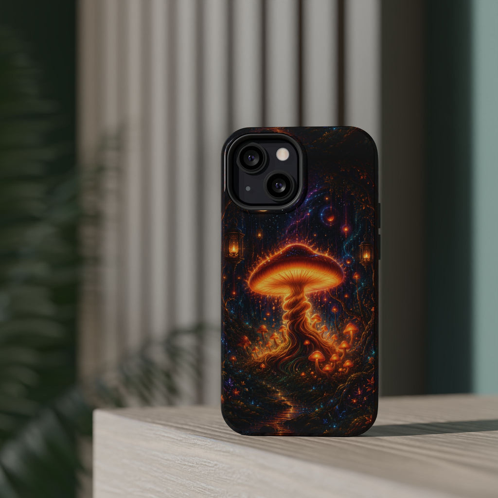 Psychedelic Glowing Mushroom Phone Case – MagSafe Galaxy Art Cover