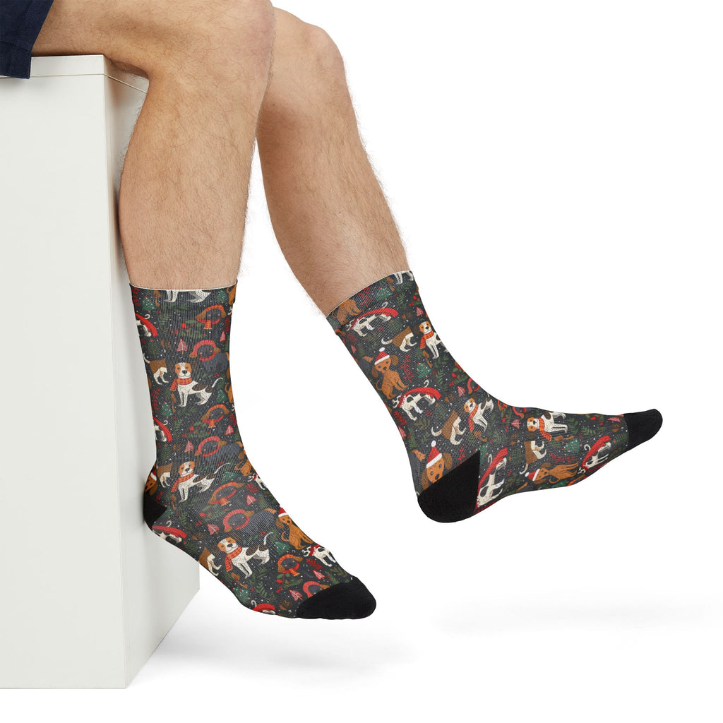 Dog Pattern Crew Socks — Holiday Puppy Socks