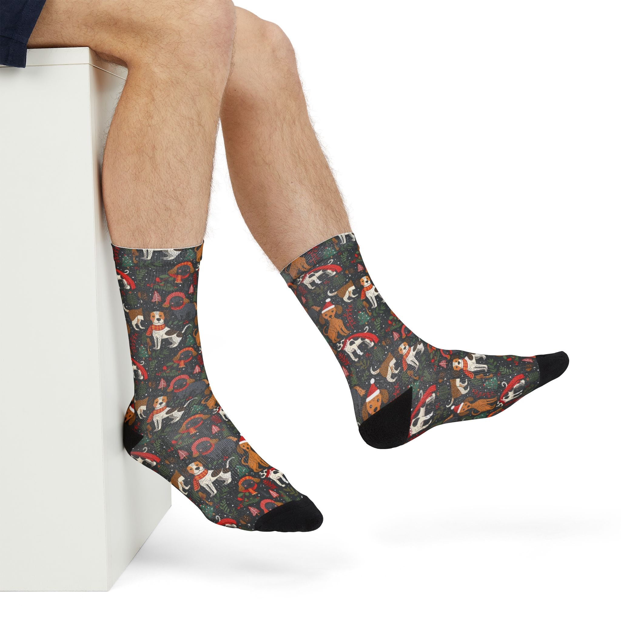 Dog Pattern Crew Socks — Holiday Puppy Socks