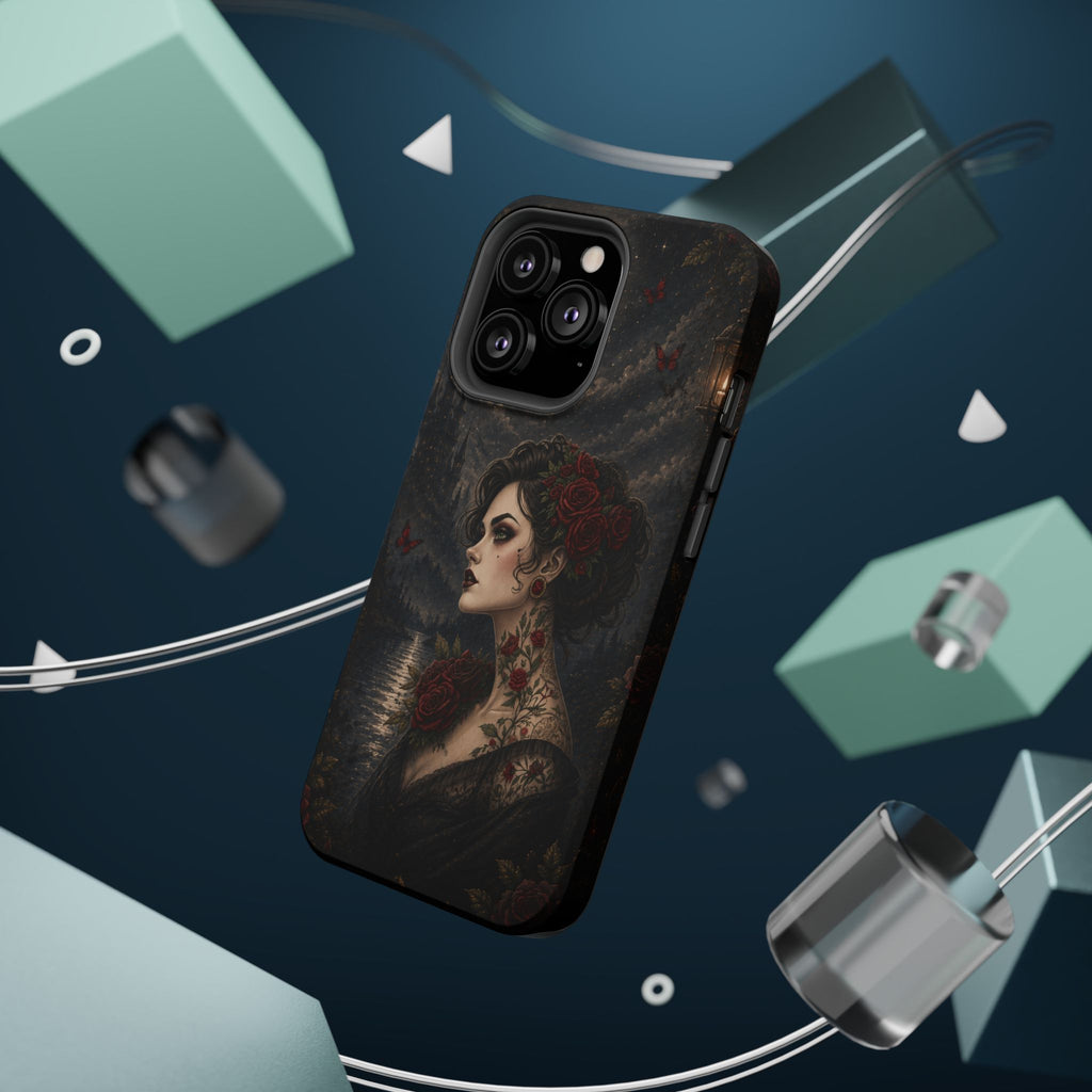 Gothic Rose Portrait Phone Case – Dark Romance MagSafe-Compatible Cover