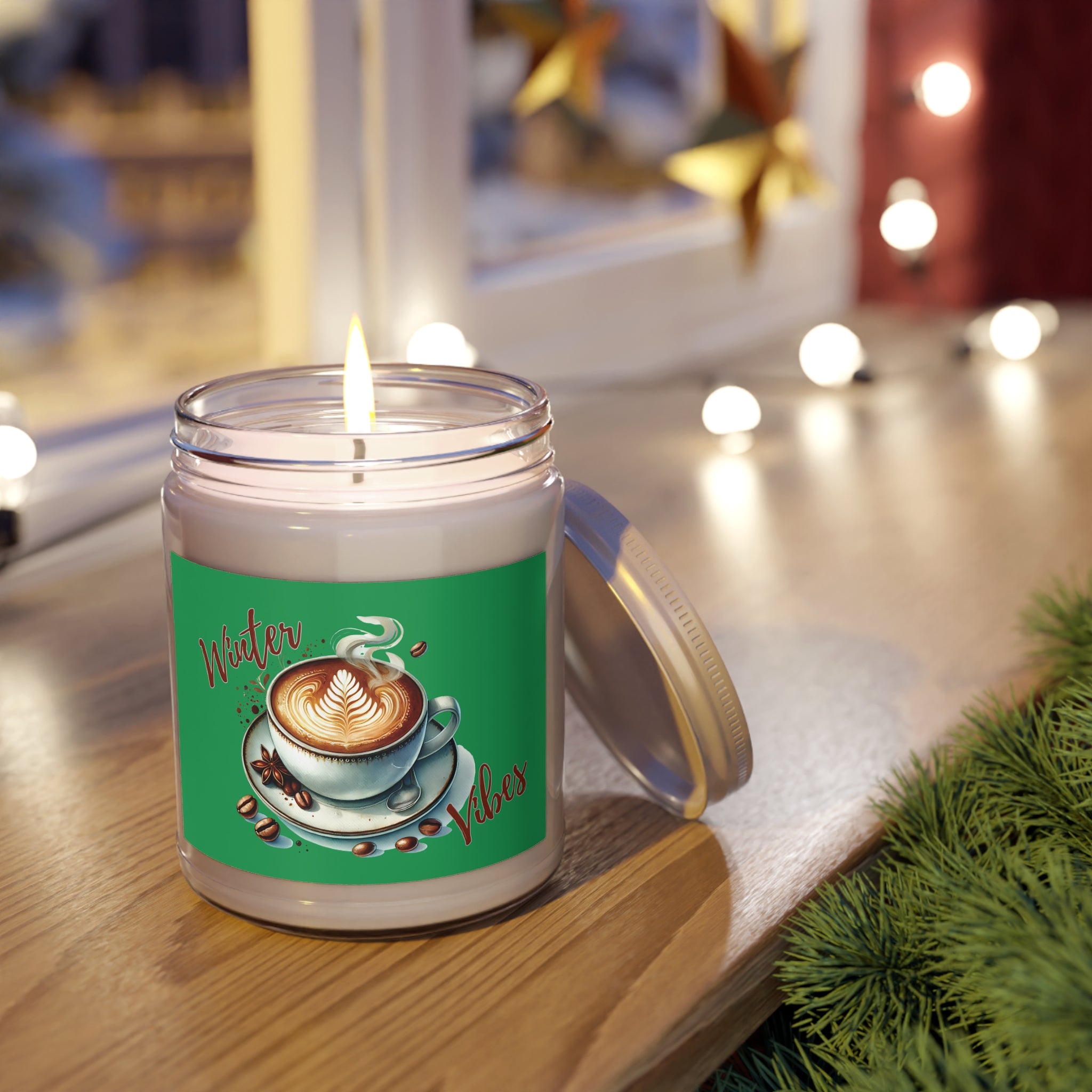 Winter Vibes Scented Candle - Cozy Fall Home Decor, Coffee Lovers Gift, Aromatherapy for Relaxation, Festive Holiday Candle, Christmas Gift