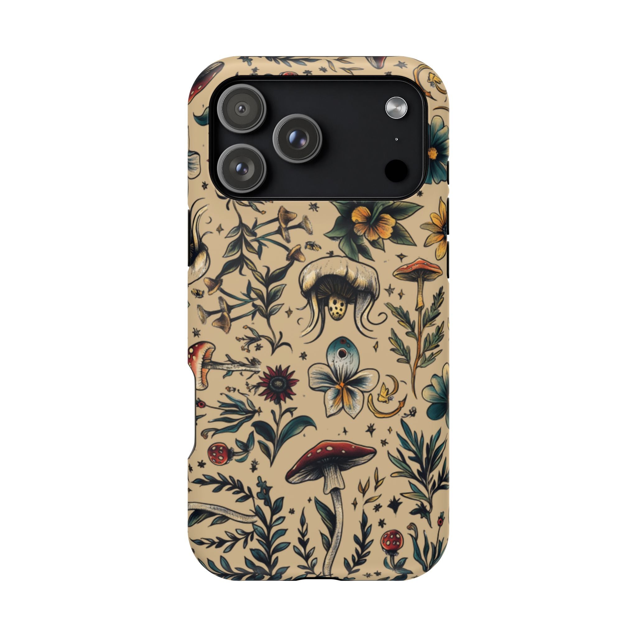 Vintage Botanical Mushroom Phone Case – MagSafe-Compatible Cover