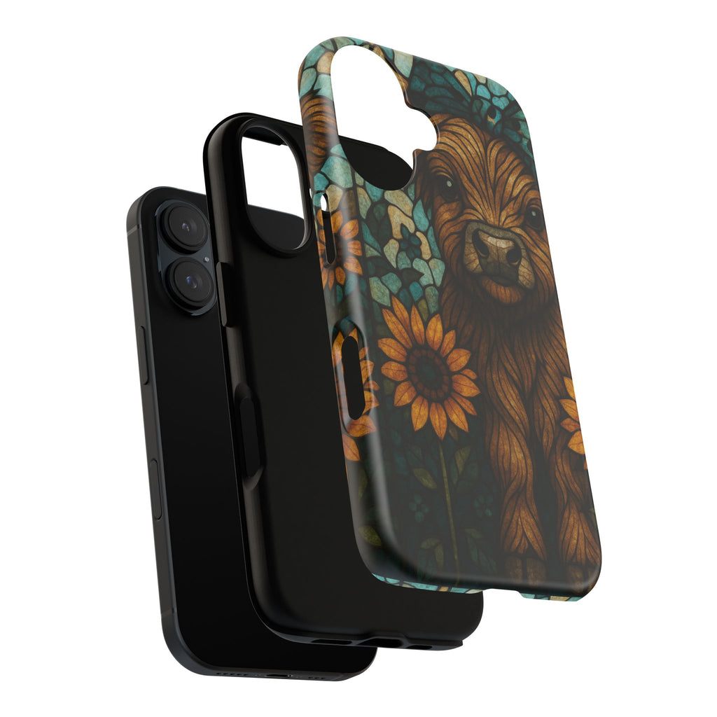 Stained Glass Baby Cow Phone Case – Sunflower Farmhouse Animal Design