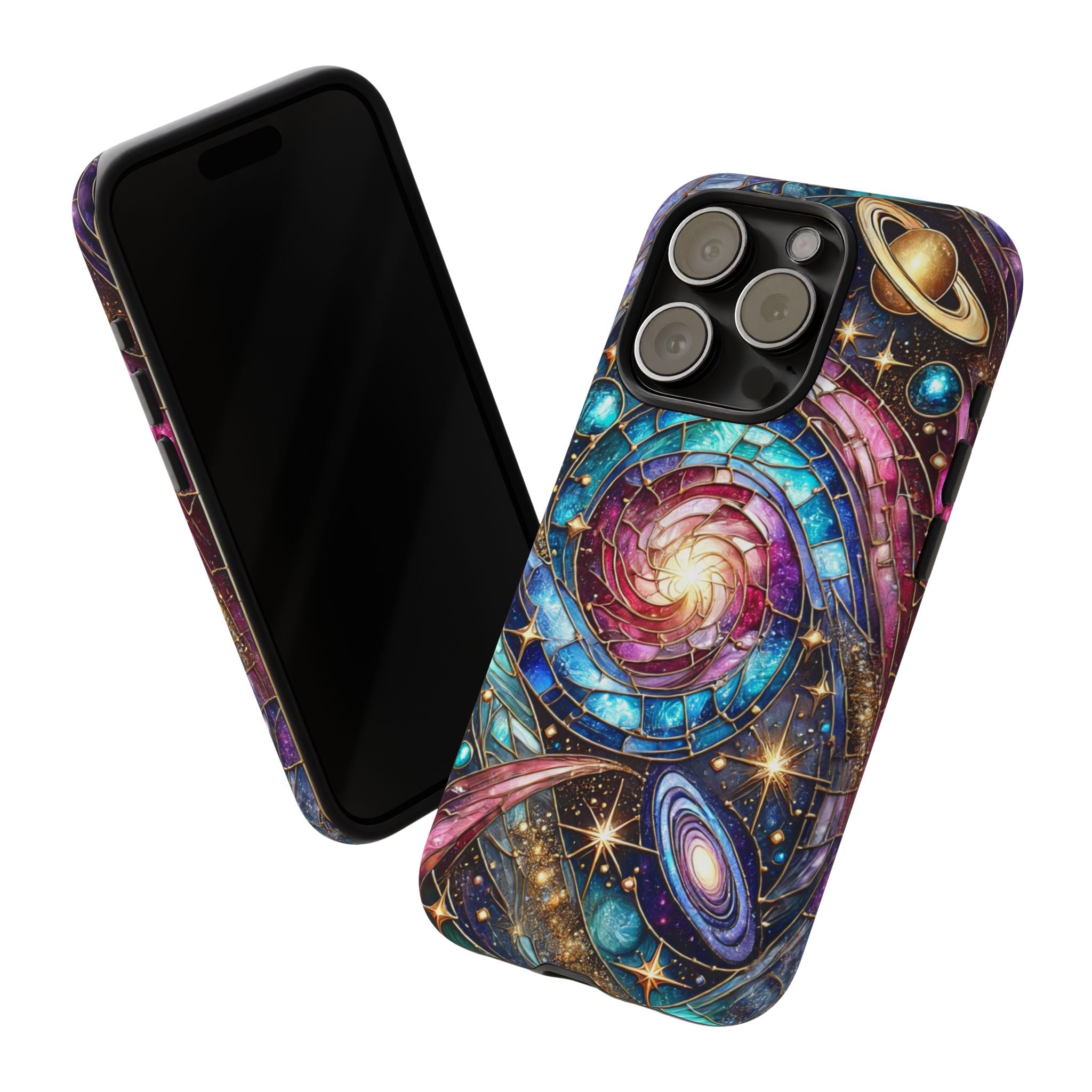 Galaxy Swirl Stained Glass Phone Case – Cosmic Celestial Cover