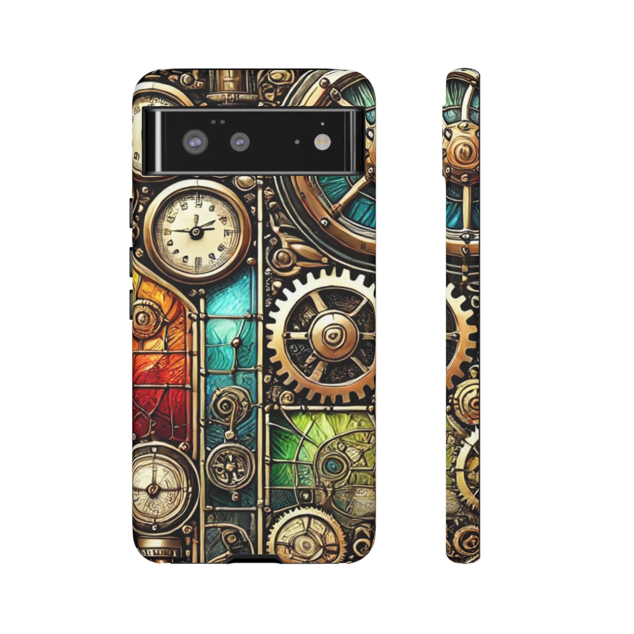 Steampunk Meets Stained Glass Android Case, Artistic Gear Design