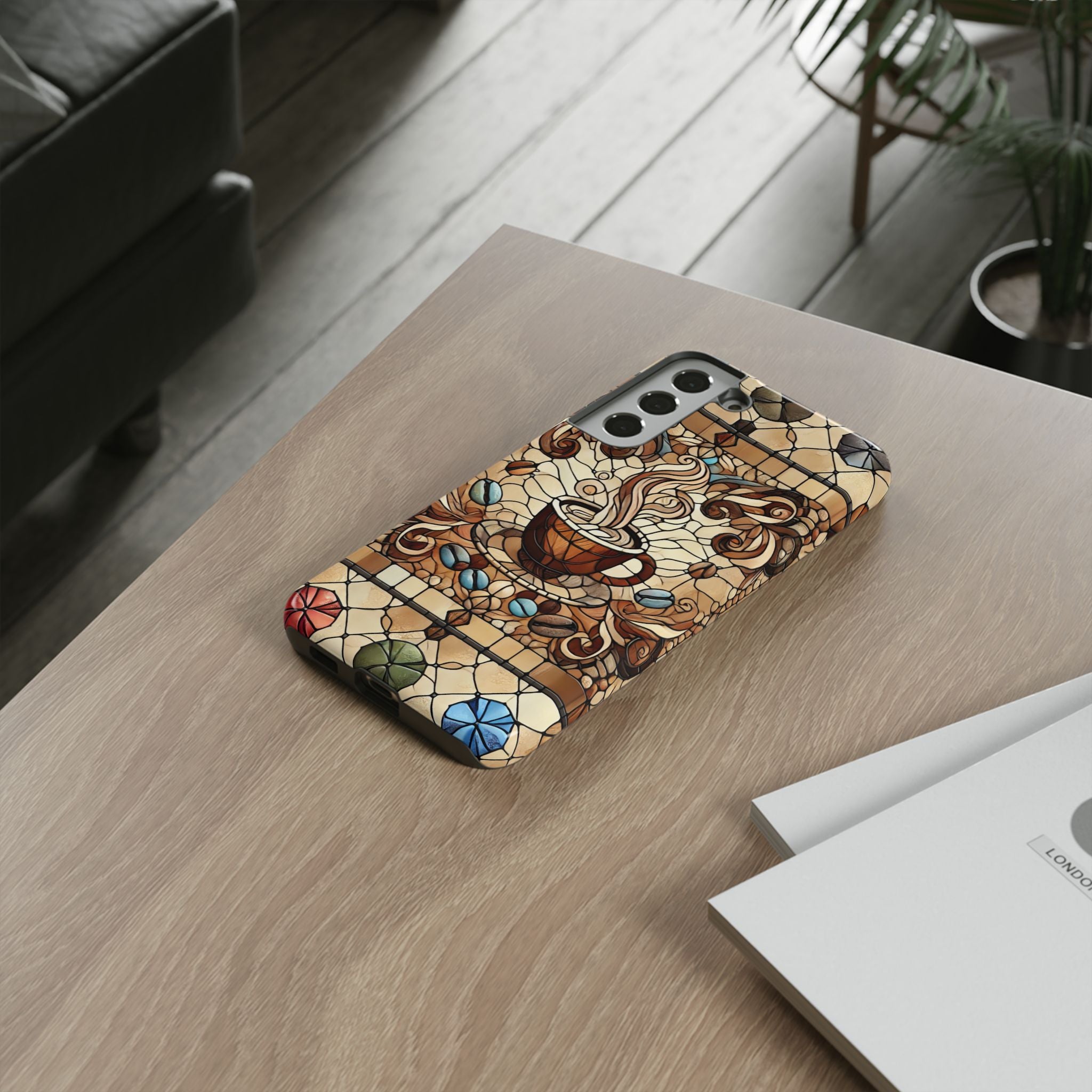 Stained Glass Coffee Android Phone Case – Shockproof TPU, 3D Wrap