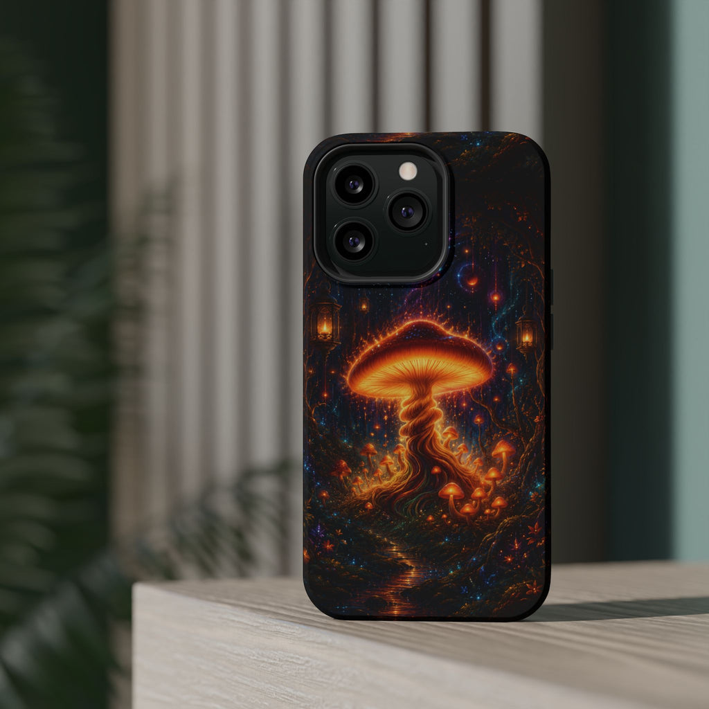 Psychedelic Glowing Mushroom Phone Case – MagSafe Galaxy Art Cover