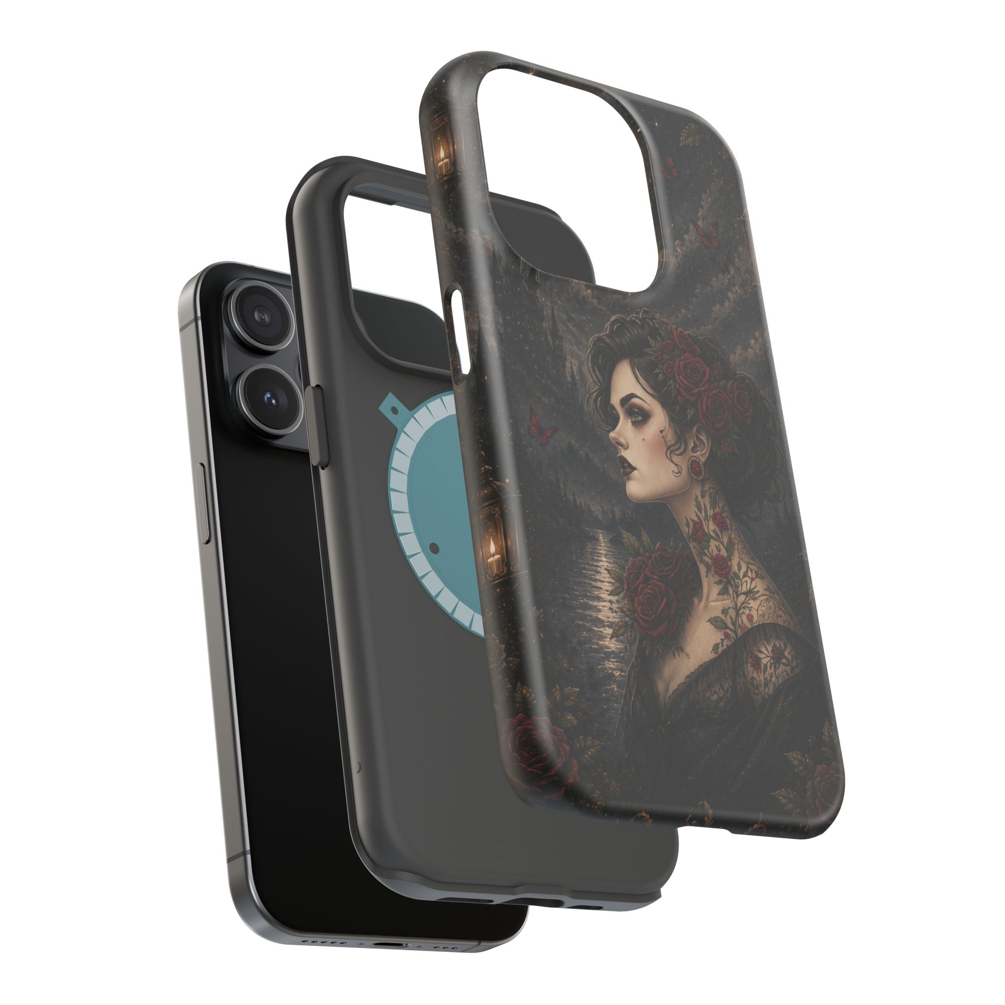 Gothic Rose Portrait Phone Case – Dark Romance MagSafe-Compatible Cover