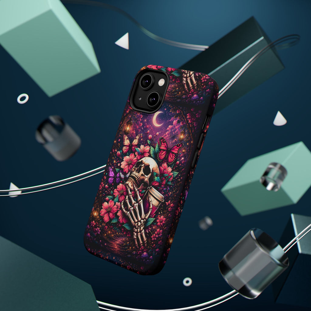 Skull & Butterflies Phone Case – Gothic Floral MagSafe-Compatible Case