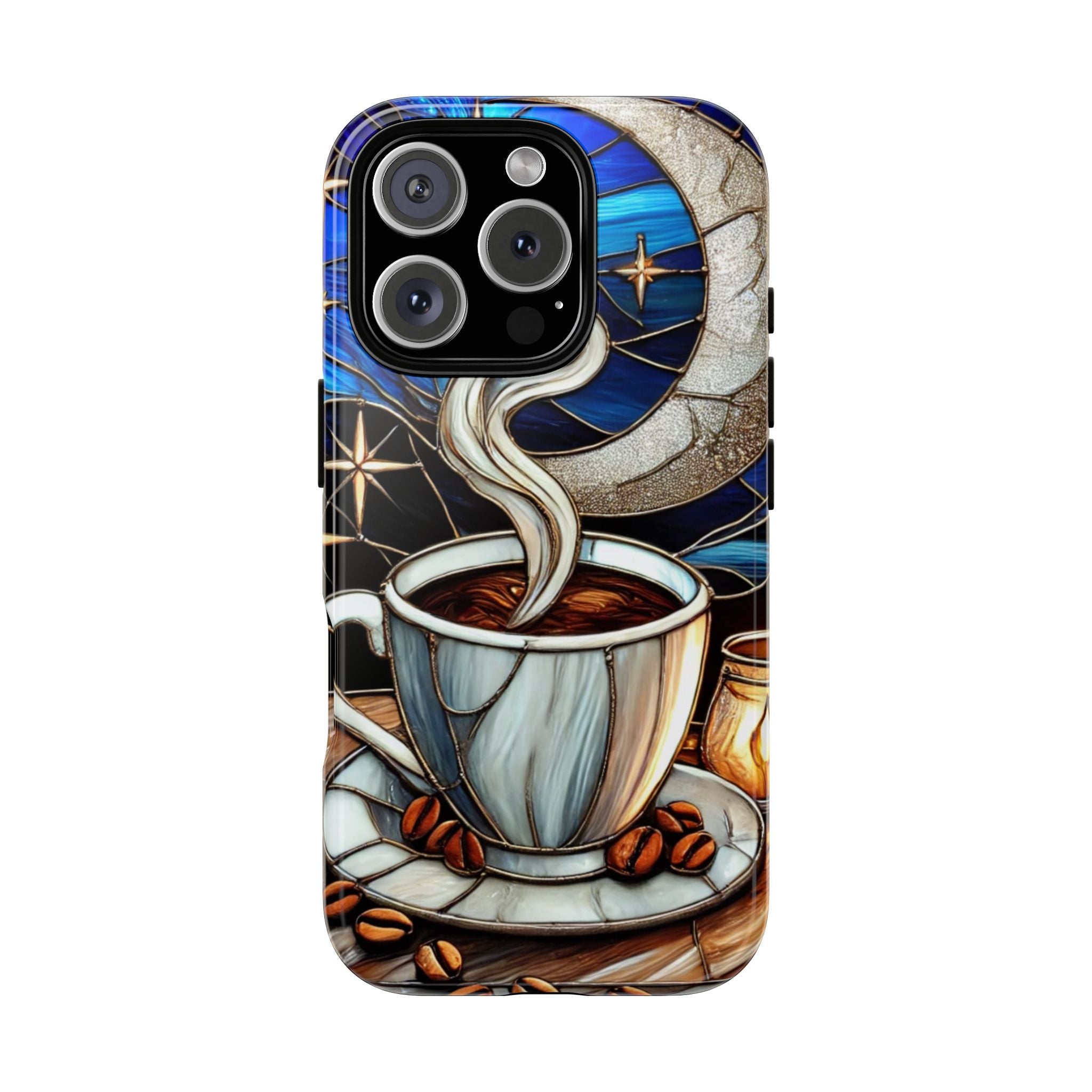 Stained Glass Coffee Phone Case – Cozy Artistic Design for Coffee Lovers