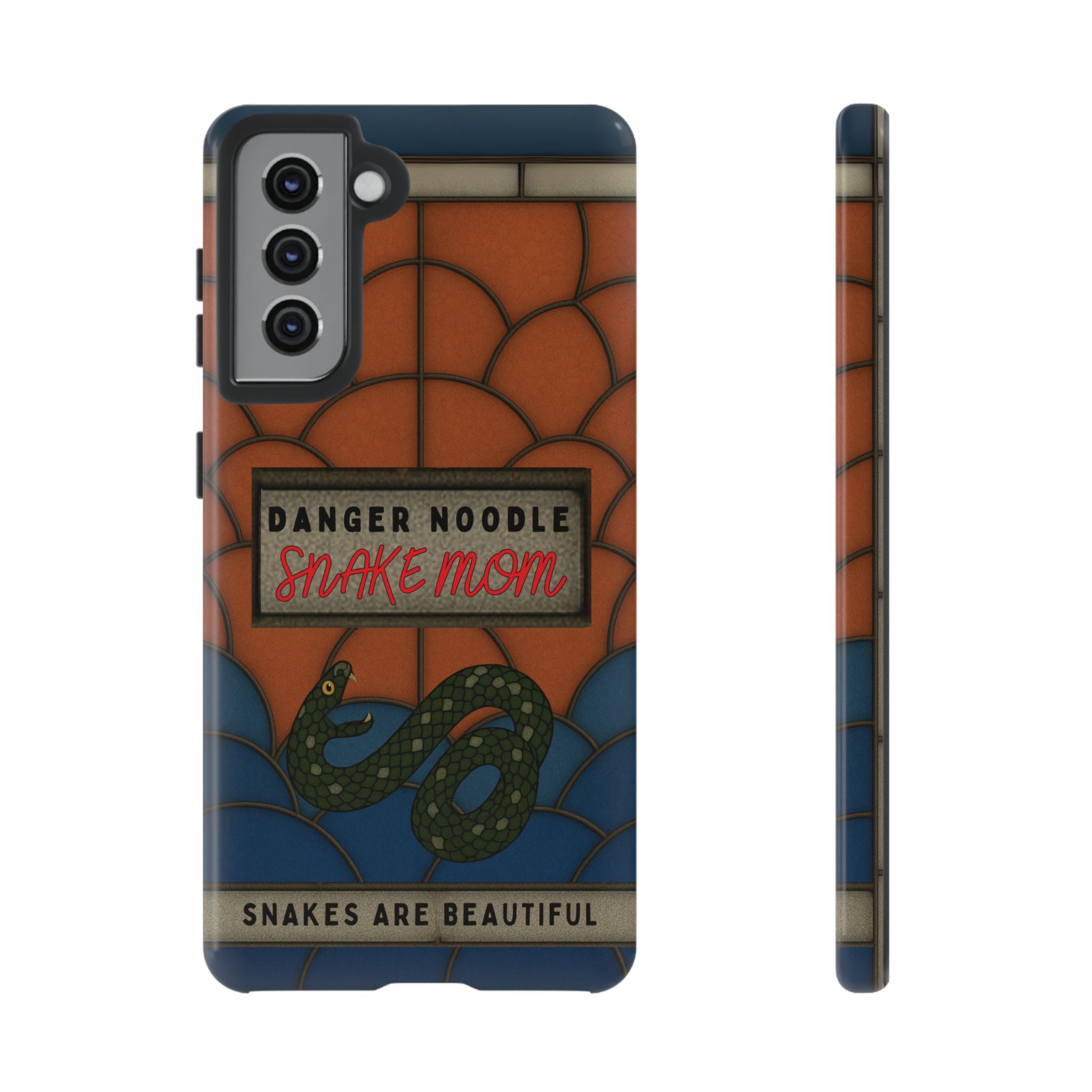 Danger Noodle Snake Mom Phone Case | Snakes Are Beautiful |Stained Glass Snake Art | Funny Snake Lover Gift |  Reptile Mom Phone Cover