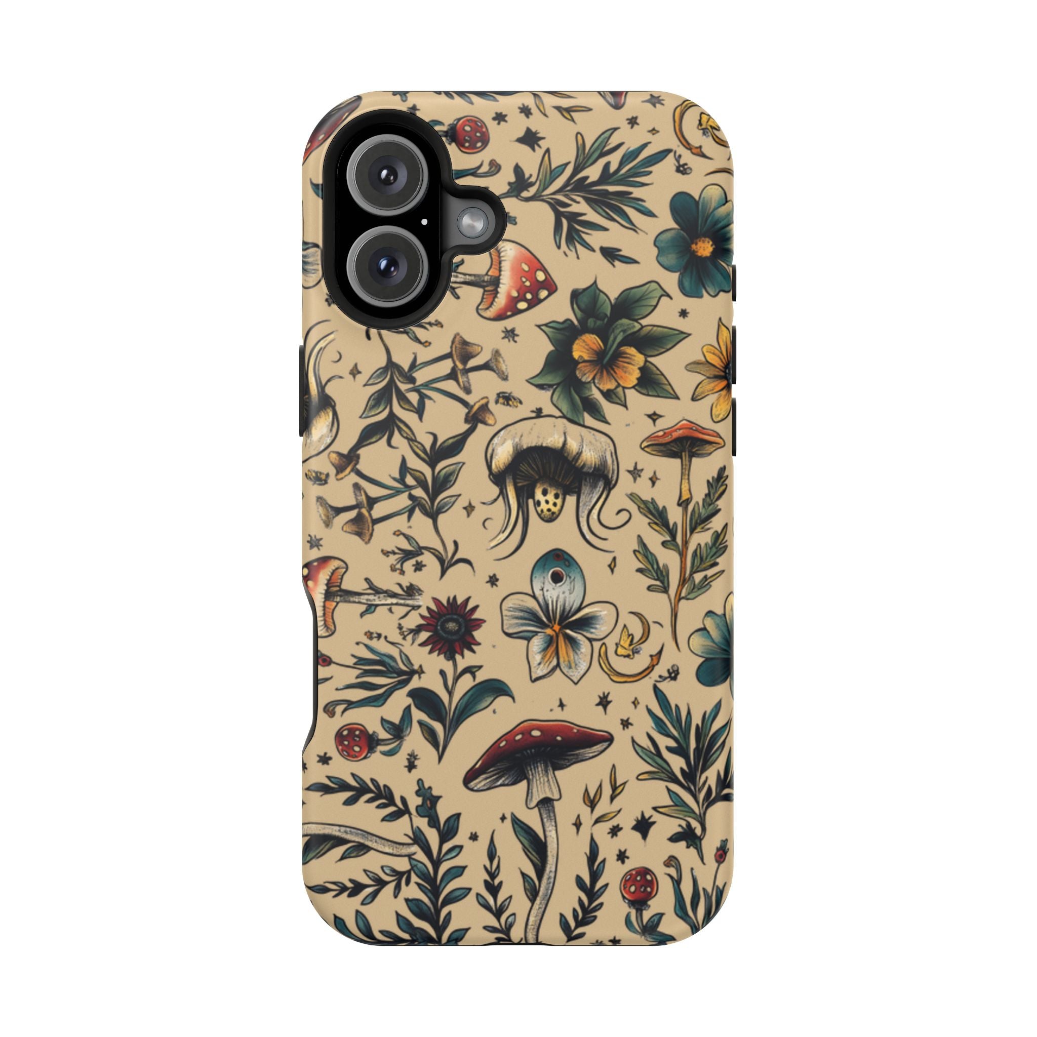Vintage Botanical Mushroom Phone Case – MagSafe-Compatible Cover