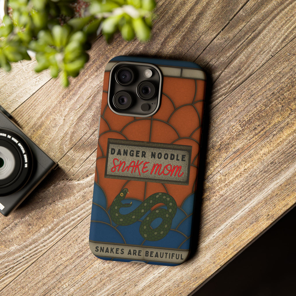 Danger Noodle Snake Mom Phone Case | Snakes Are Beautiful |Stained Glass Snake Art | Funny Snake Lover Gift |  Reptile Mom Phone Cover
