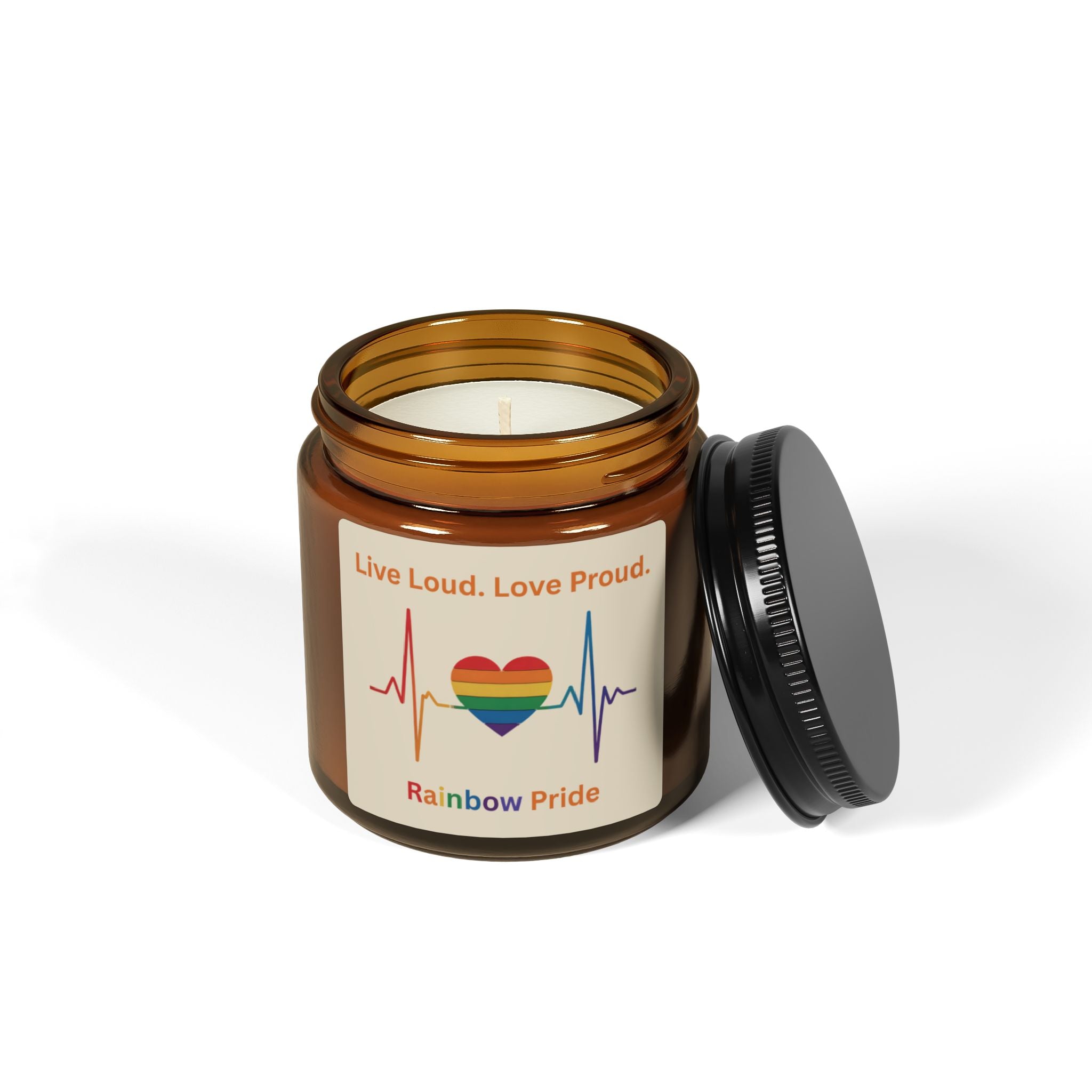 Pride Rainbow Heartbeat Scented Soy Candle, Pride Celebrations Gift for LGBTQ+ Friends, Inclusive Statement Candle Grad Gift from Mom Dad