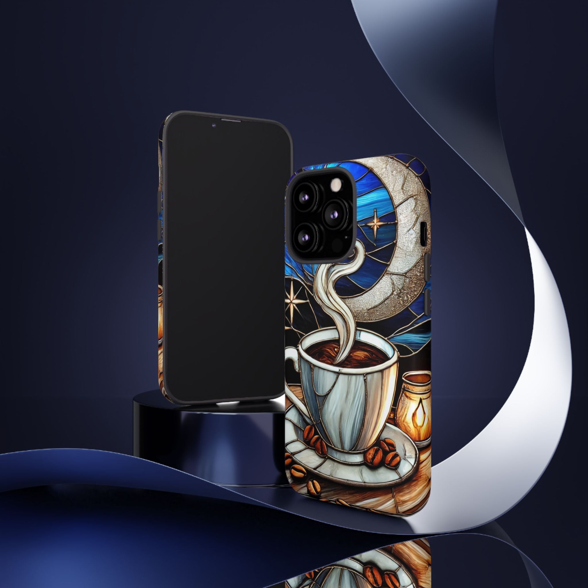 Stained Glass Coffee Phone Case – Cozy Artistic Design for Coffee Lovers