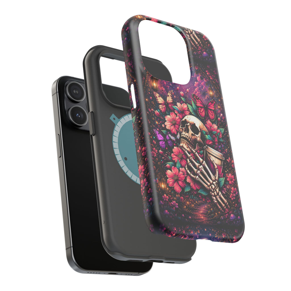 Skull & Butterflies Phone Case – Gothic Floral MagSafe-Compatible Case