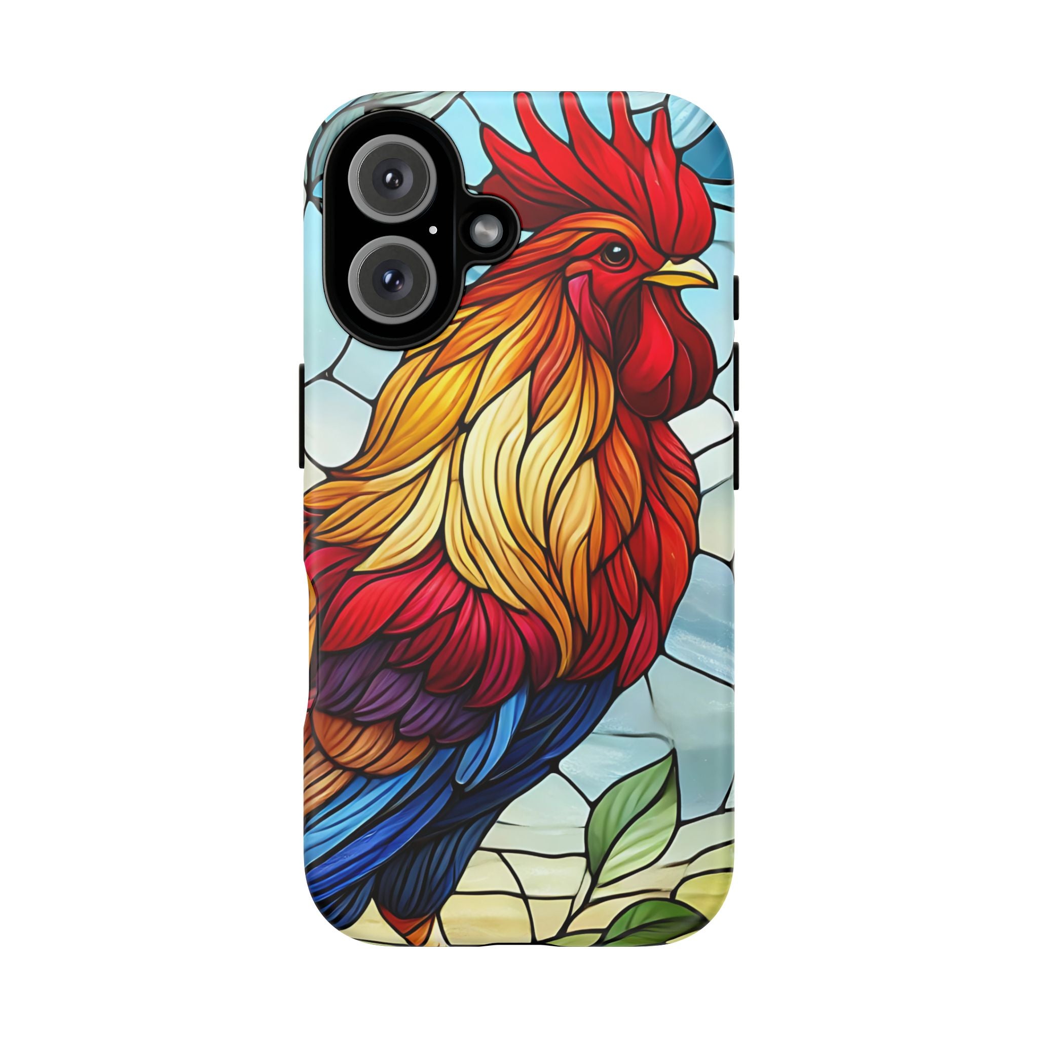 Colorful Stained Glass Rooster Android Case, Tough Protective Phone Cover, Farmhouse Decor Protective Phone Case, Unique Chicken Design